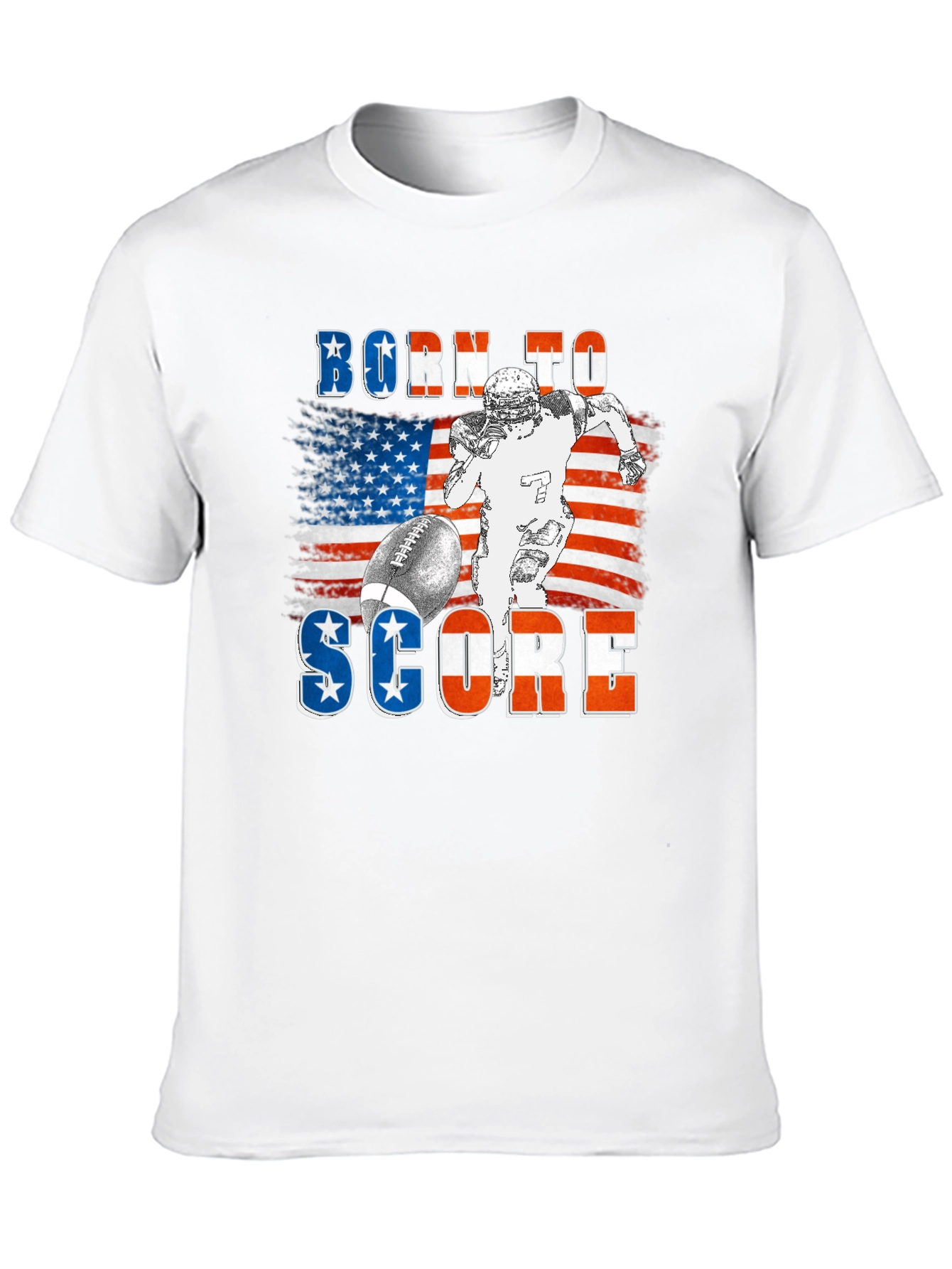 Black Born To Score Football USA Flag T-Shirt view 10
