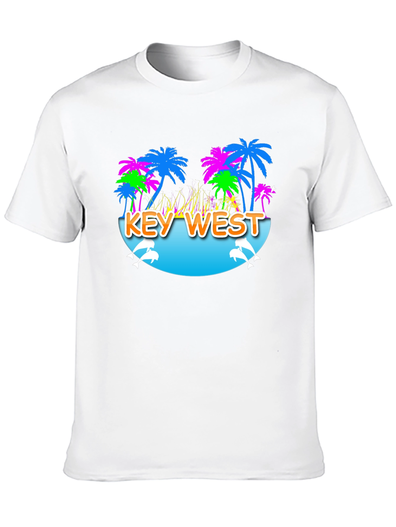 Black Key West Palm Tree Dolphin Graphic Tee view 10