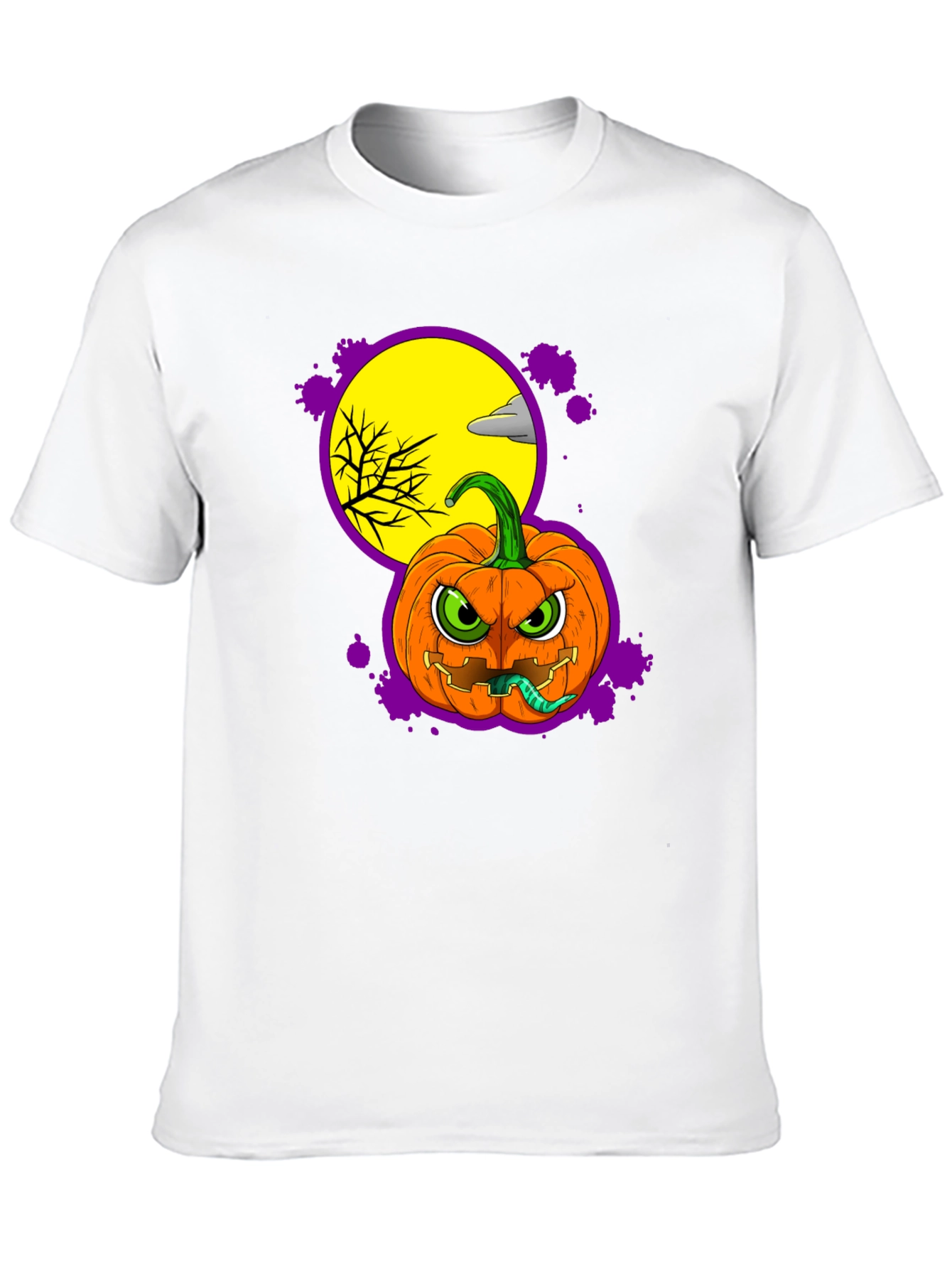 Halloween Pumpkin T-Shirt - Men's Black Graphic Tee - 10