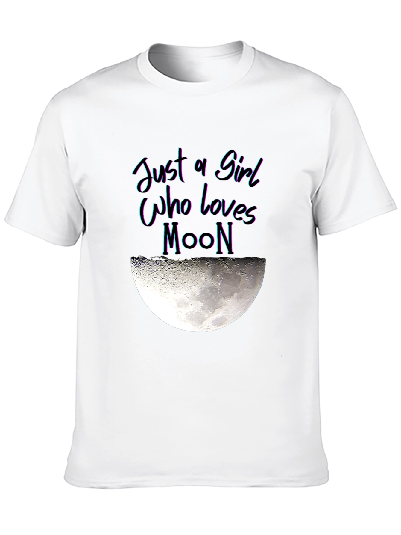 Black Just a Girl Who Loves Moon Graphic T-Shirt view 10