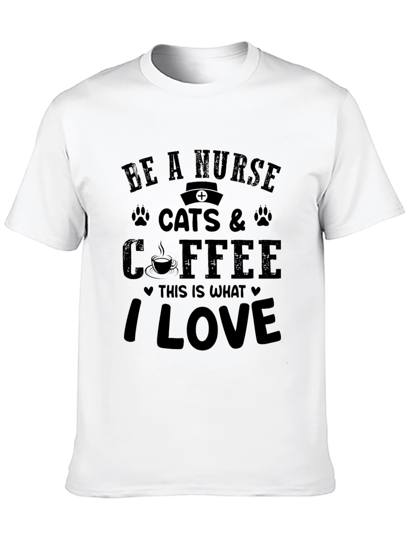 Black Nurse Cats & Coffee T-Shirt - I Love view 10
