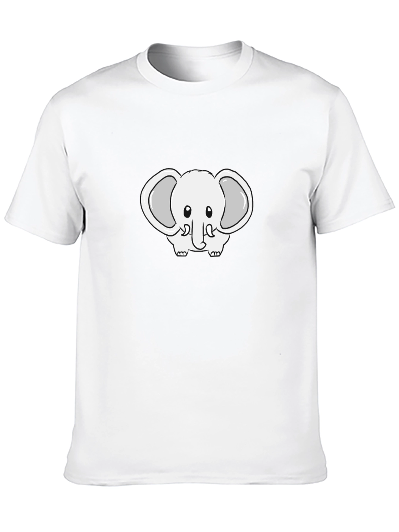 Black Cute Cartoon Elephant Black T-Shirt view 10