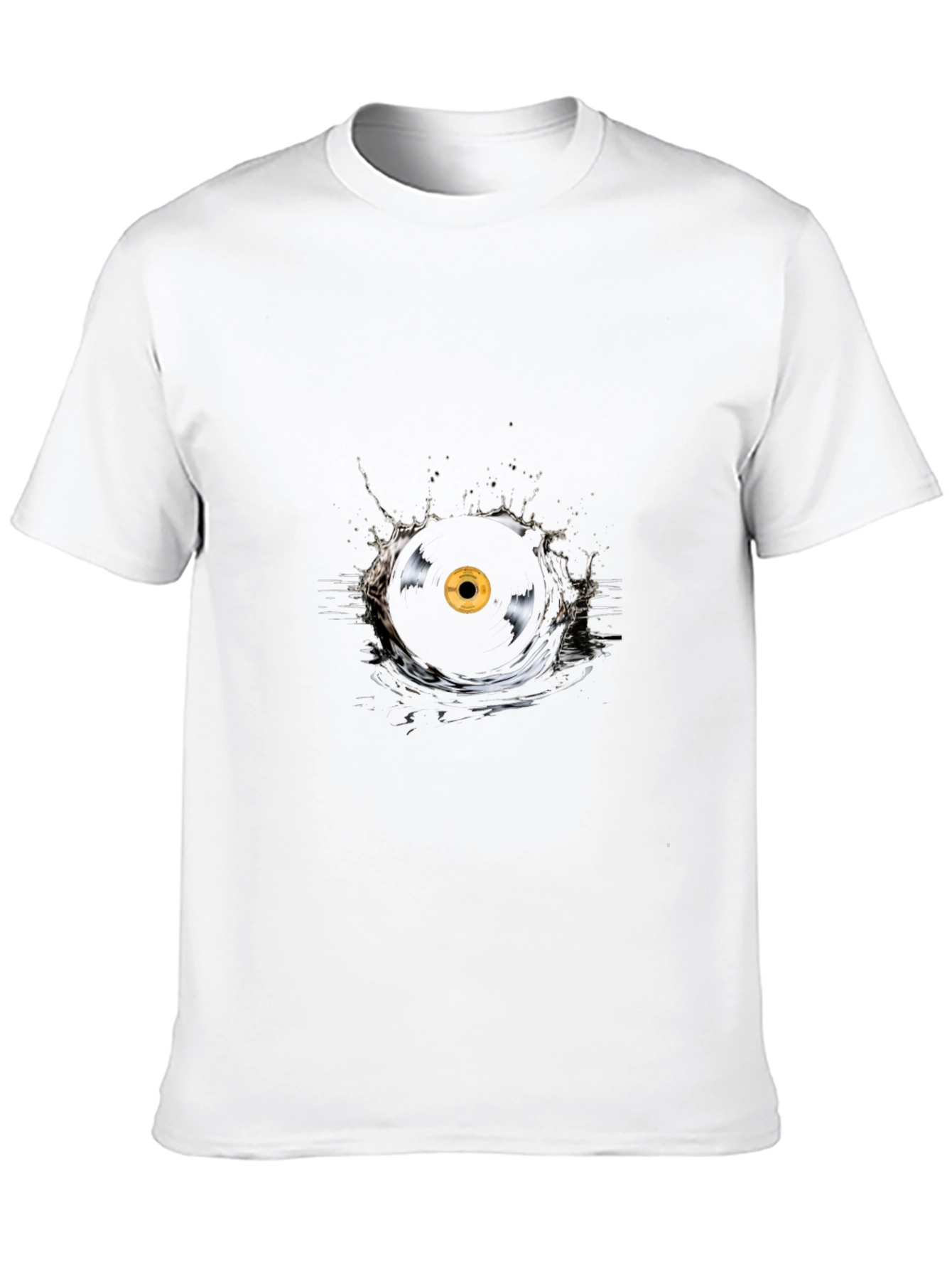 Black Vinyl Record Splash Graphic T-Shirt - Cool Music Tee view 10