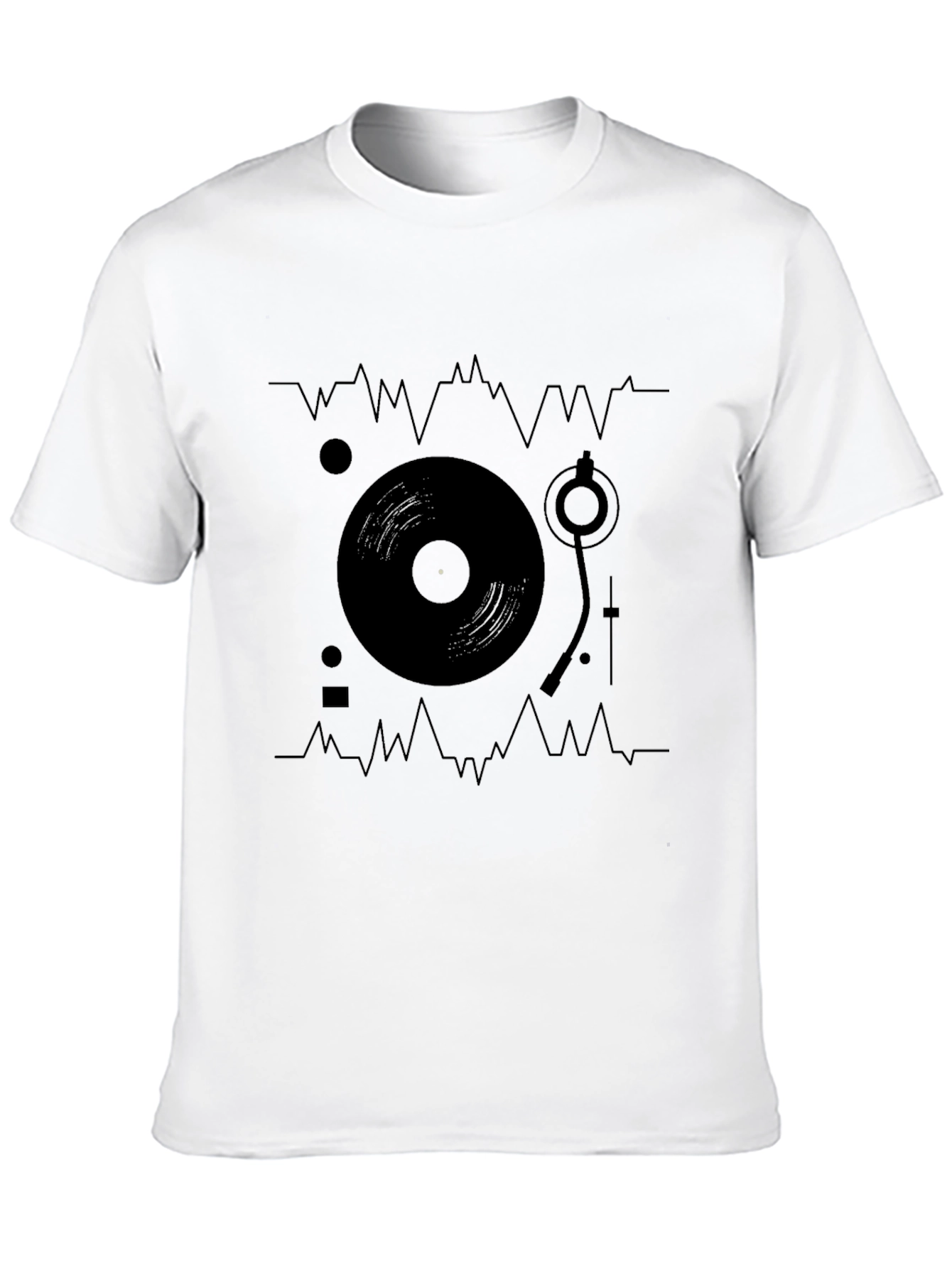 Black DJ Turntable Graphic Tee - Black Cotton T-Shirt view 10