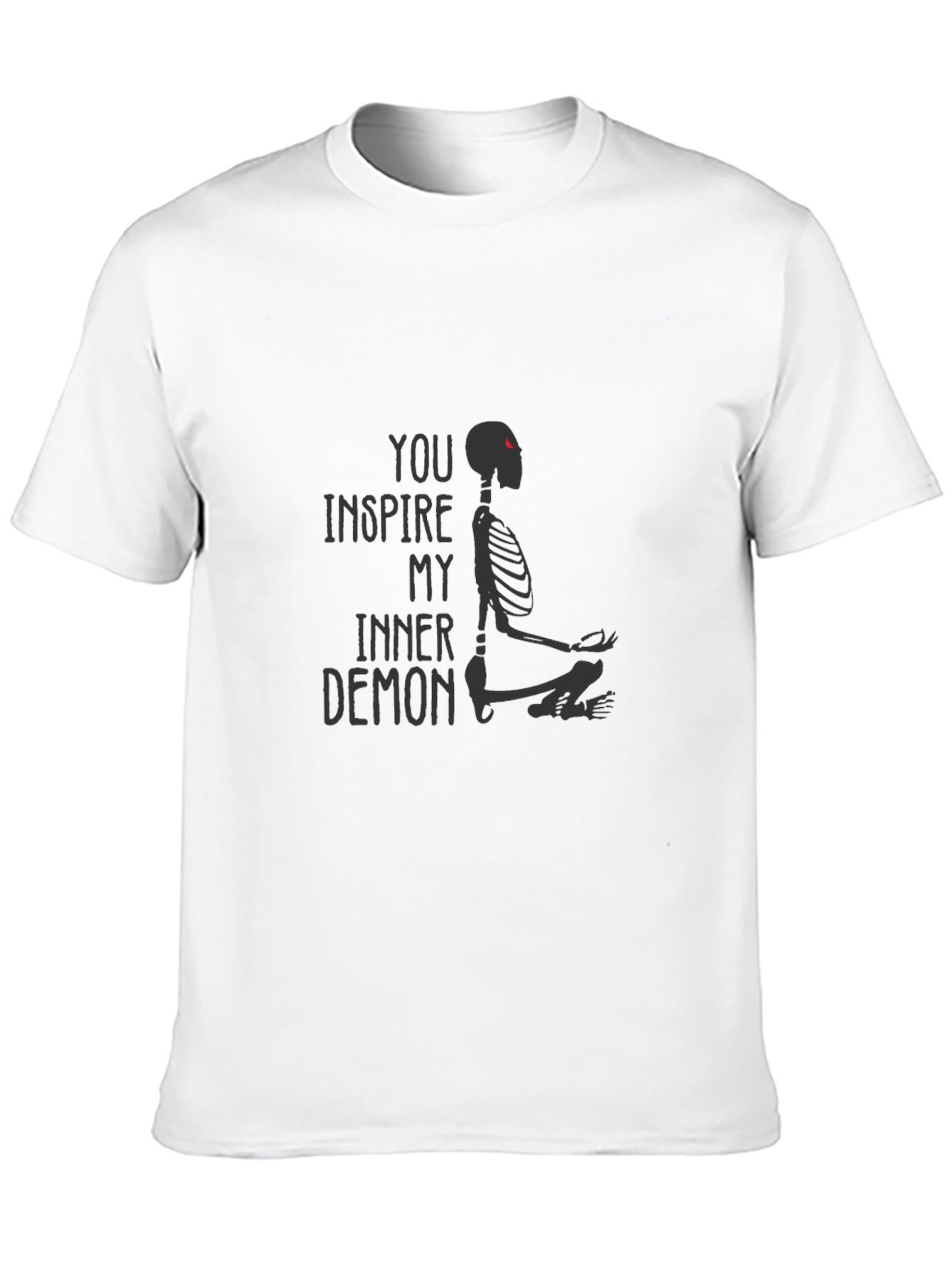 Black Inner Demon Graphic Tee - Meditating Skeleton Design view 10