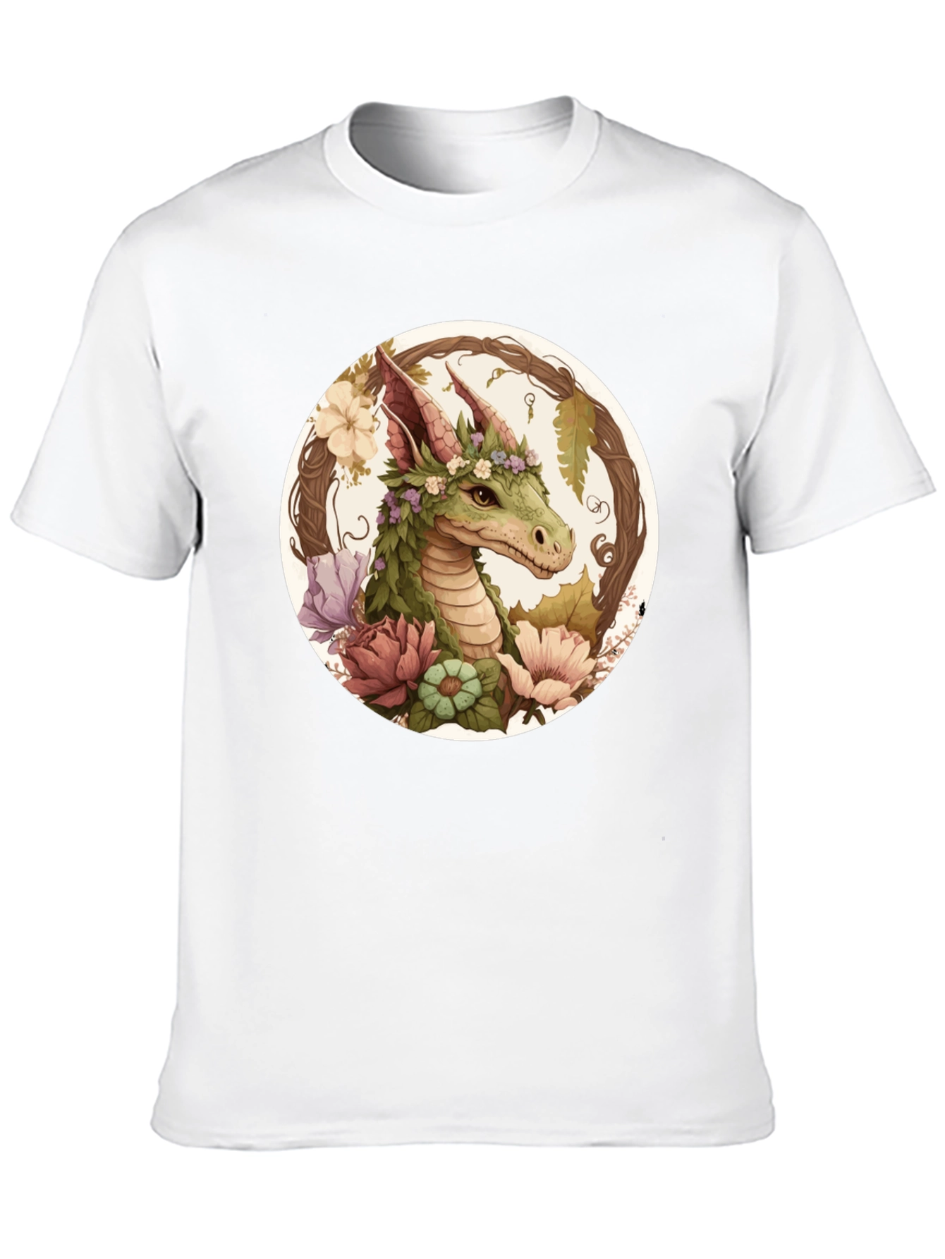 Black Floral Dragon T-Shirt - Unique Fantasy Tee view 10
