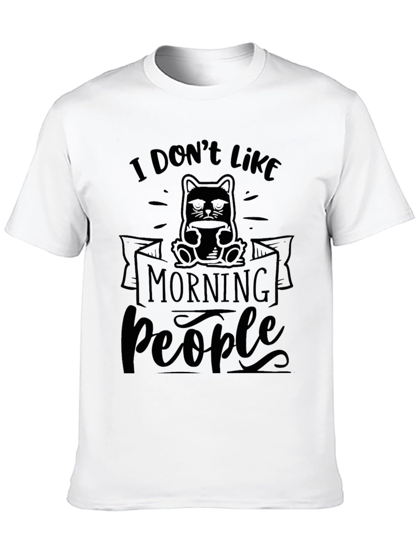 Black Funny Cat 'Morning People' Graphic Tee view 10