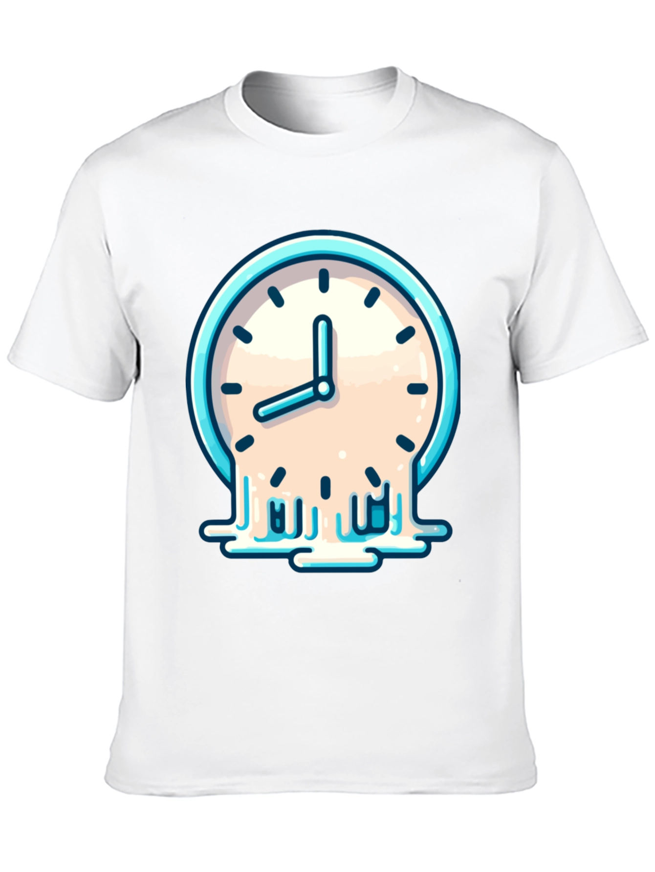 Black Melting Clock Graphic T-Shirt - Black Cotton Tee view 10