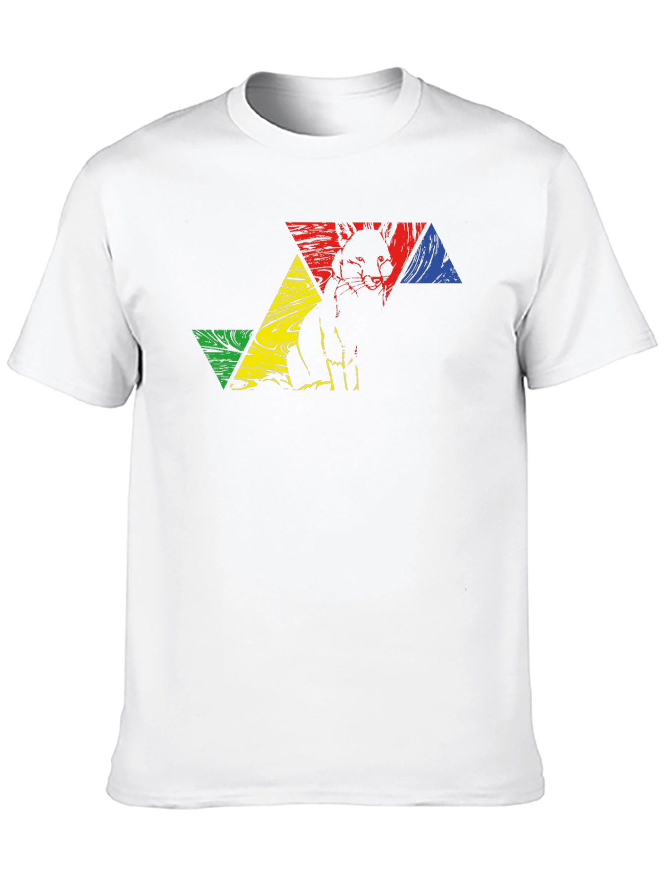 Black Geometric Fox Graphic Tee - Black Crew Neck view 10