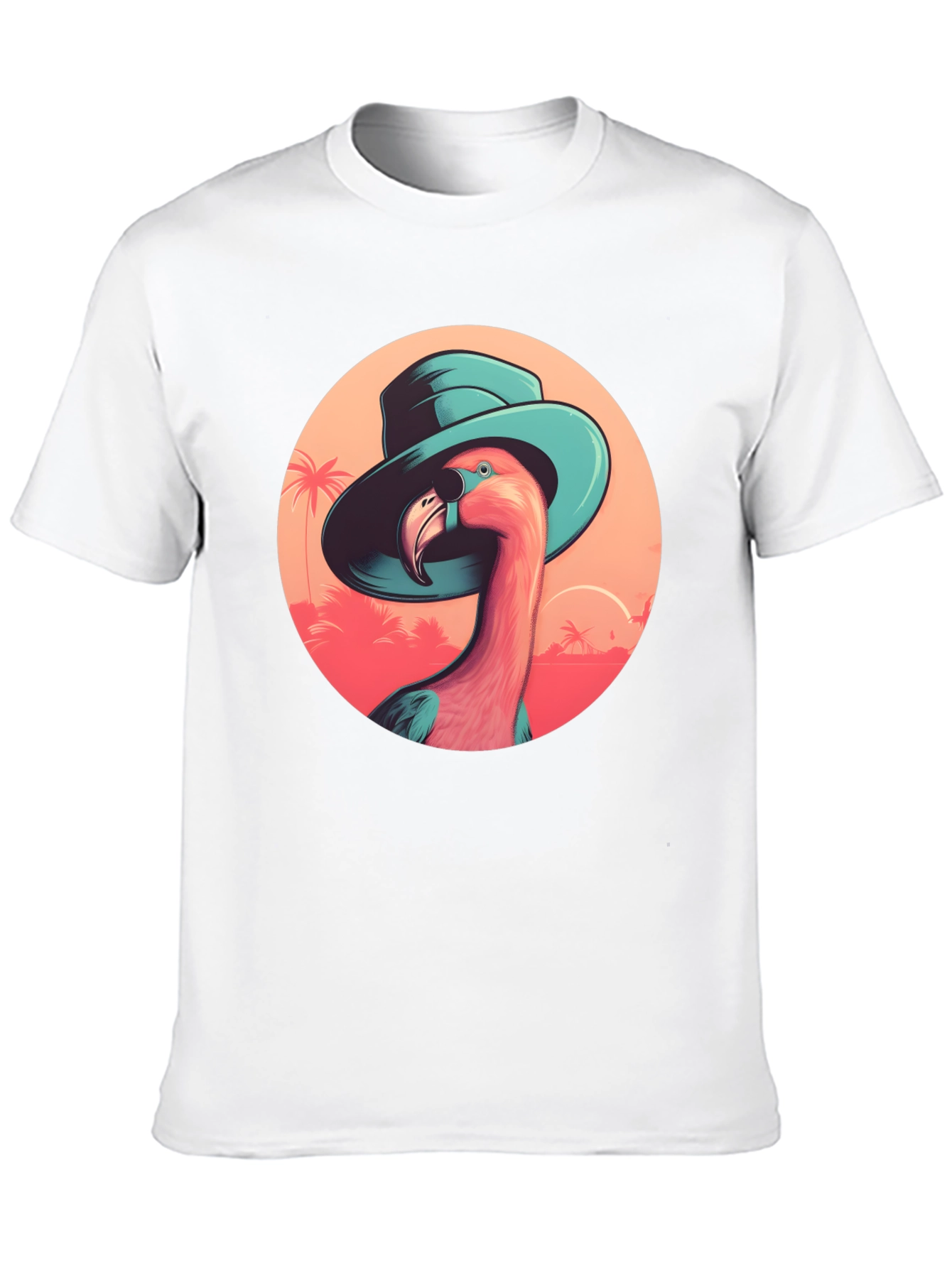 Black Flamingo in Hat Graphic Tee - Tropical Vacation Style view 10