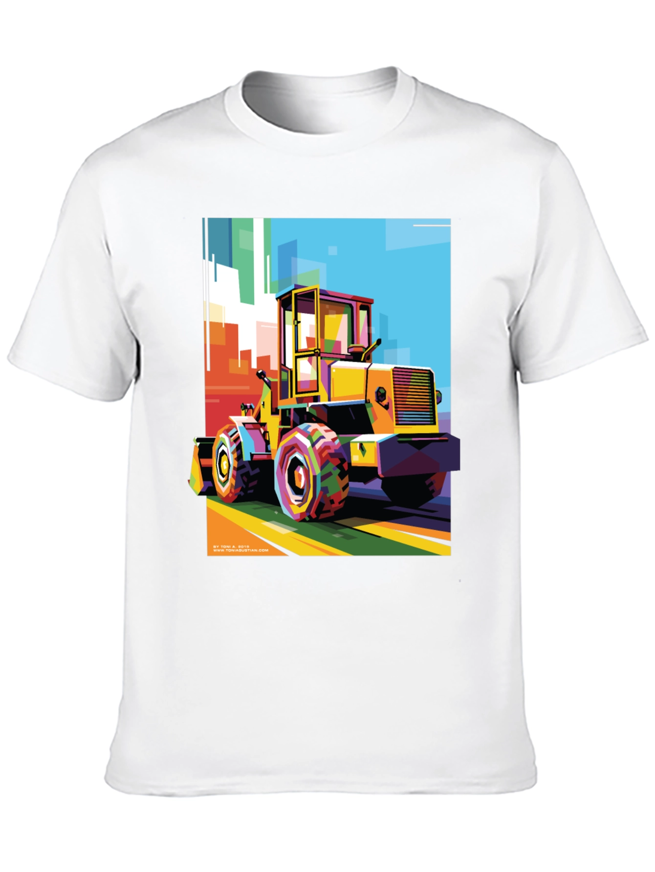Black Bold Graphic Print T-Shirt - Construction Loader Art view 10