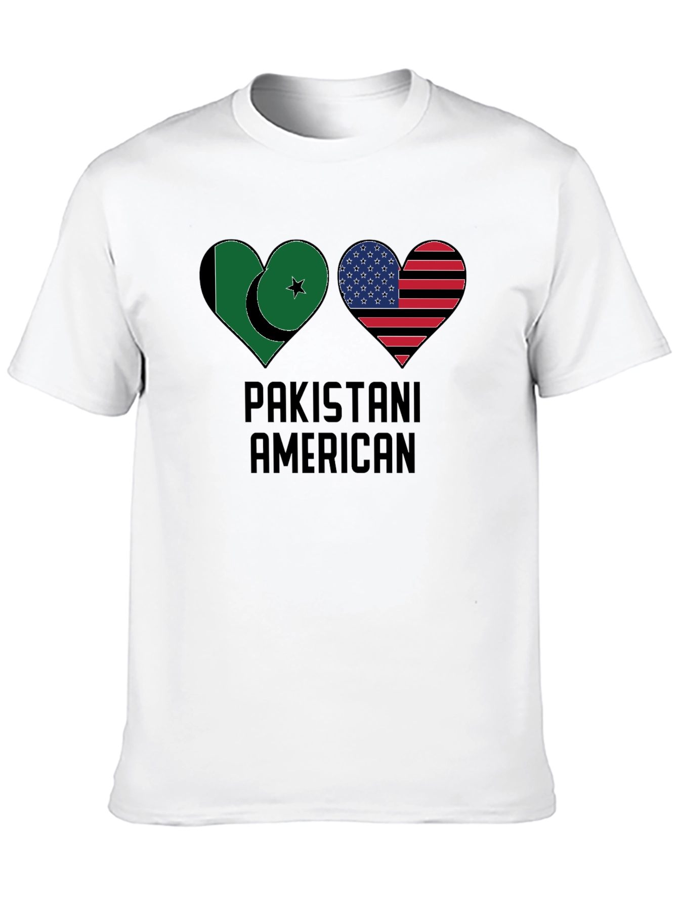 Black Pakistani American Heart Flag T-Shirt view 10