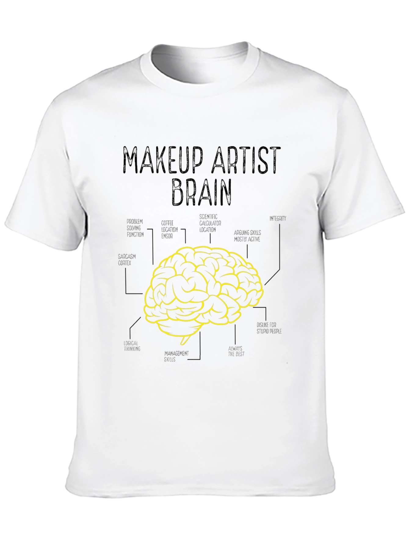 Black Makeup Artist Brain T-Shirt - Creative Graphic Tee view 10