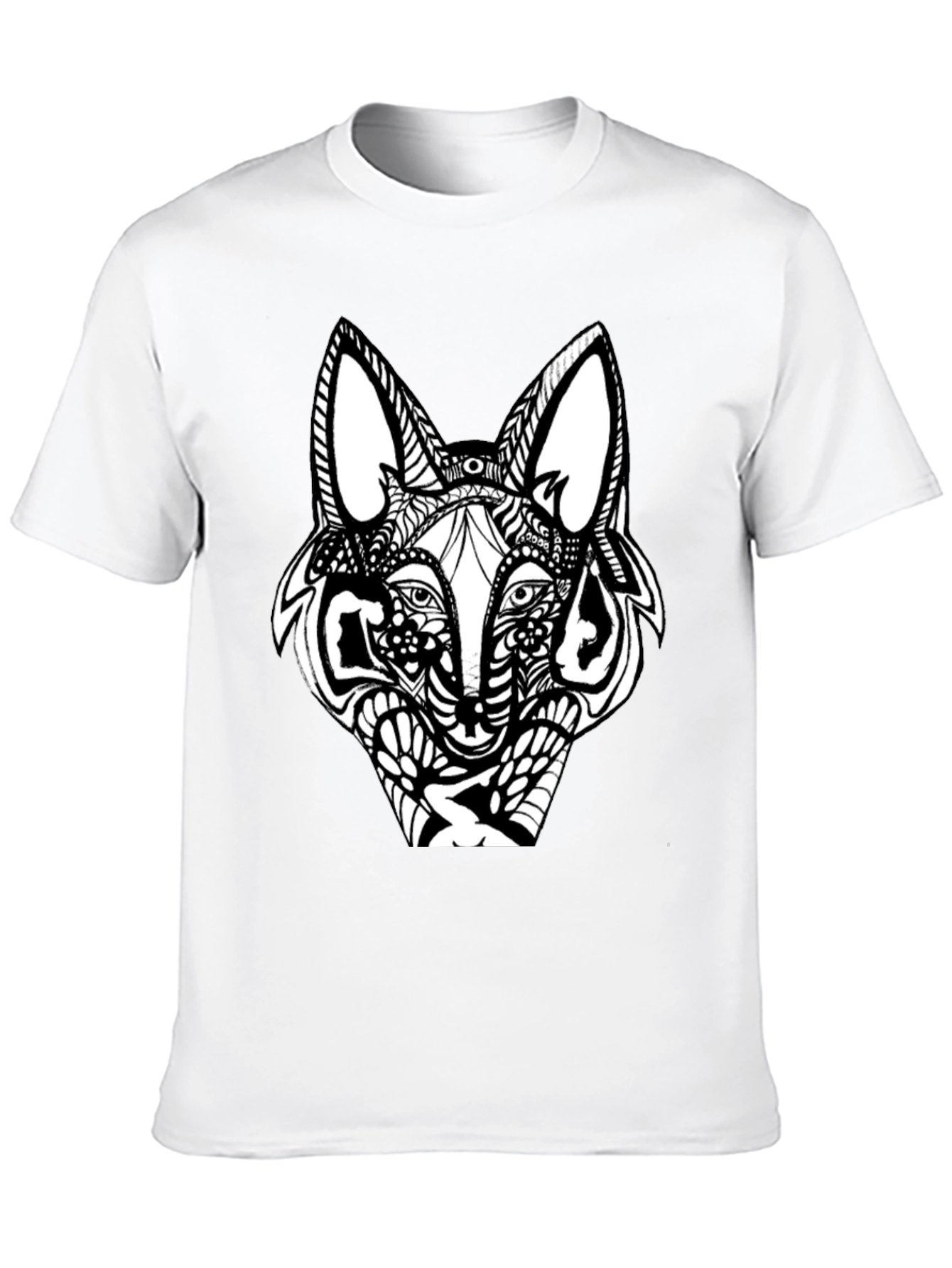 Black Abstract Wolf Graphic Black T-Shirt view 10