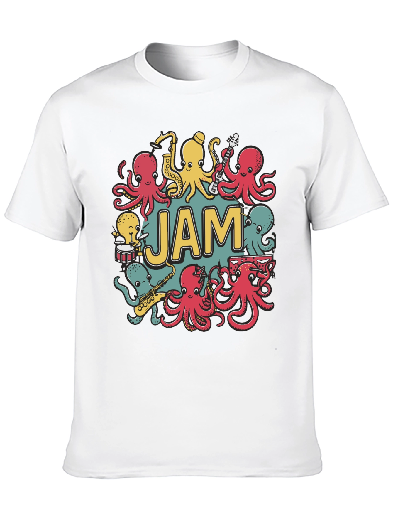 Black Octopus Jam Band Graphic T-Shirt - Black Cotton Tee view 10