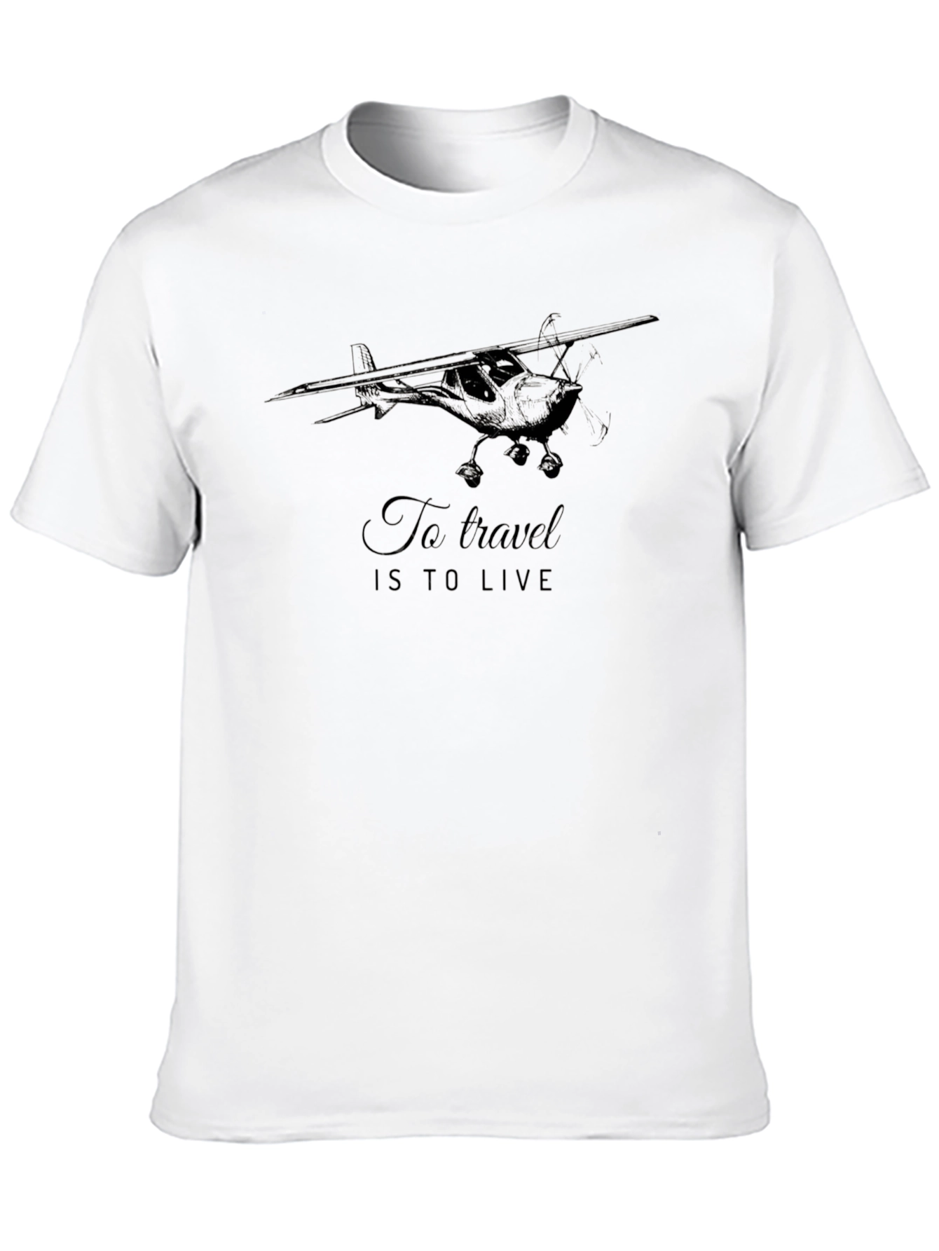 Black Black Travel T-Shirt: Go Travel Is To Live Airplane Graphic Tee view 10