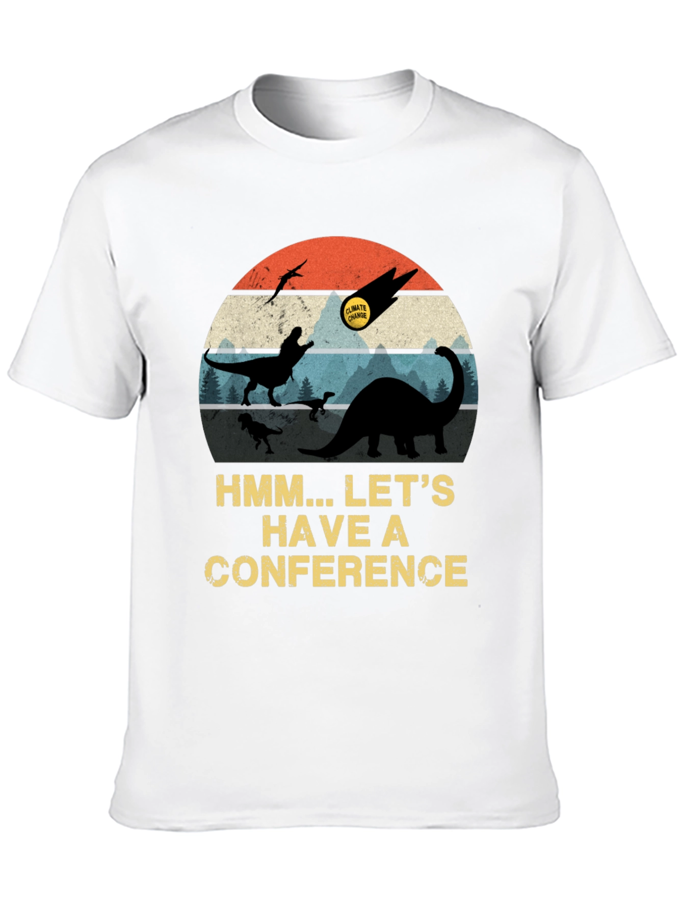 Black Dinosaur Climate Change Conference Graphic T-Shirt view 10