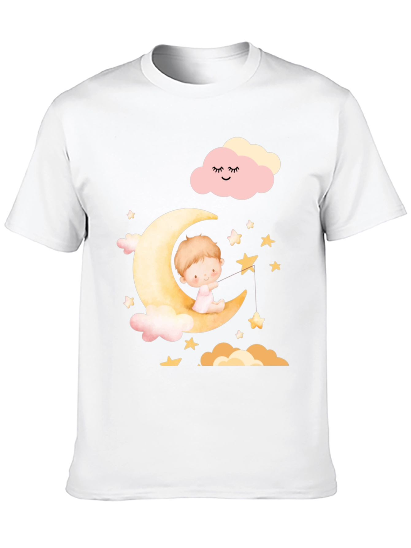 Black Cute Baby on Moon Graphic T-Shirt - Unisex view 10