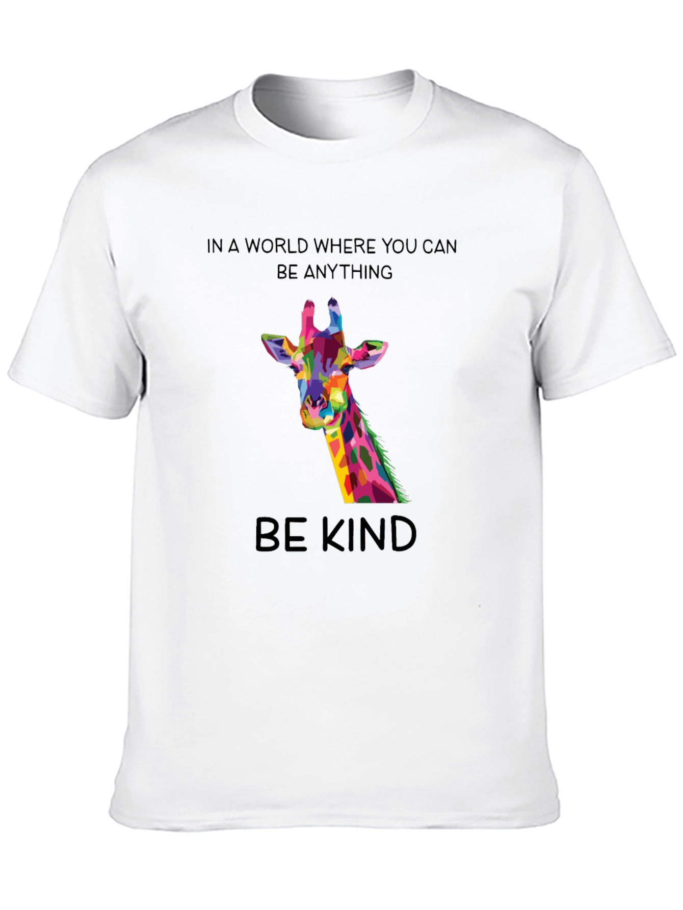 Black Be Kind Giraffe Tee - Unique Colorful Design view 10