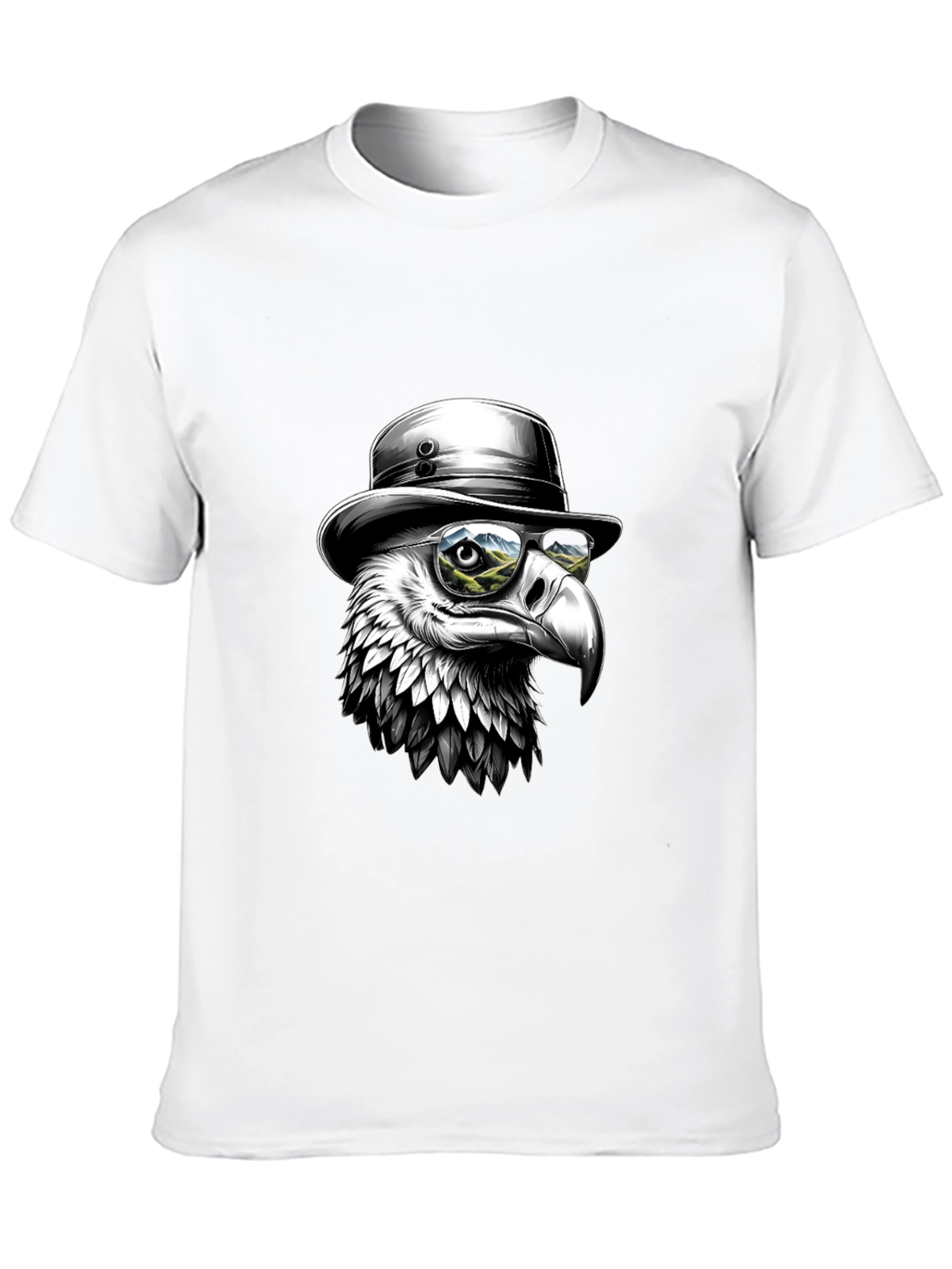 Black Cool Eagle T-Shirt - Bird with Hat & Glasses view 10