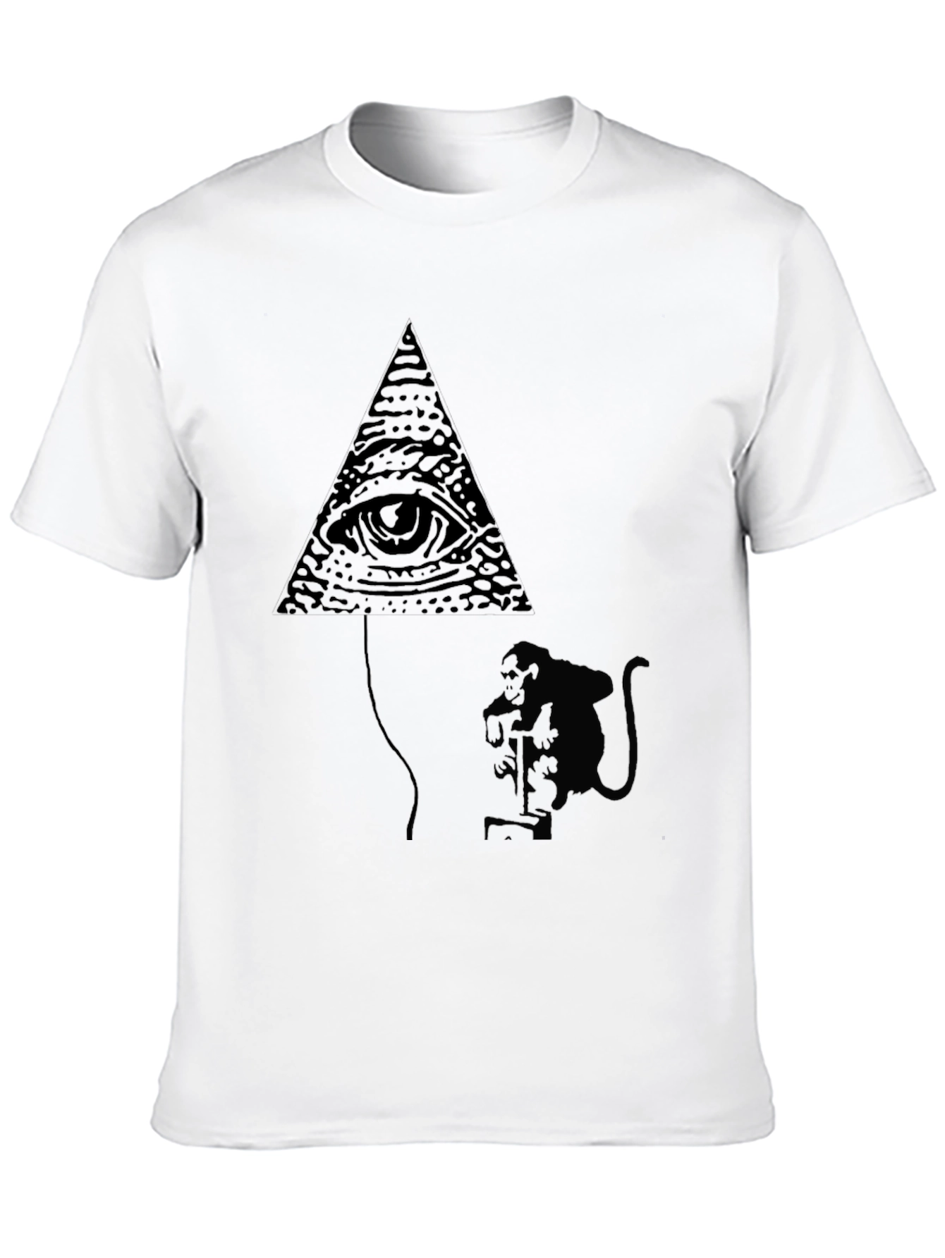 Black Illuminati Monkey Balloon Black T-Shirt view 10