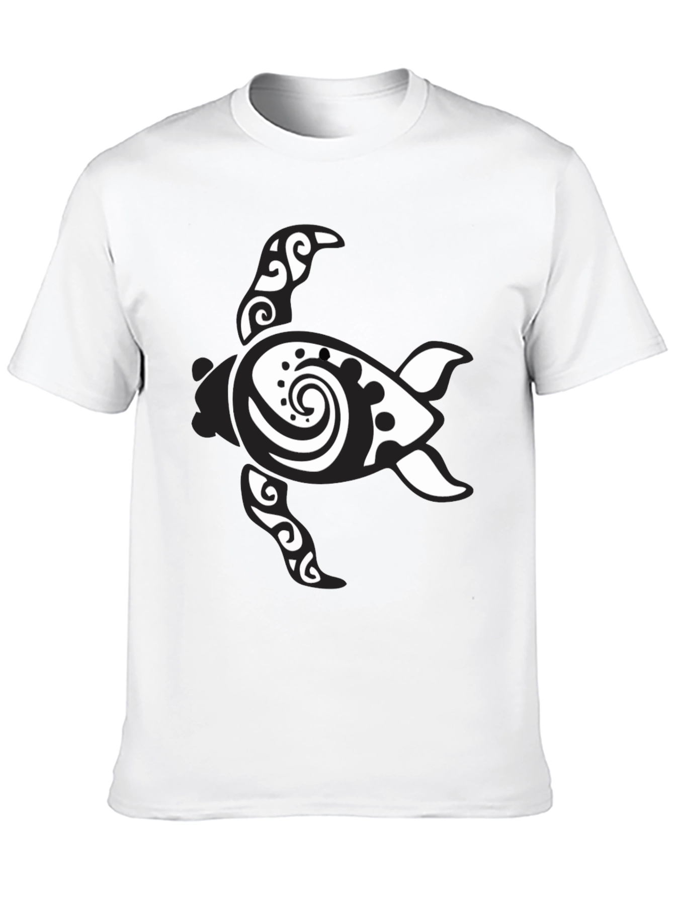 Black Tribal Turtle Graphic Print Men's Black T-Shirt view 10