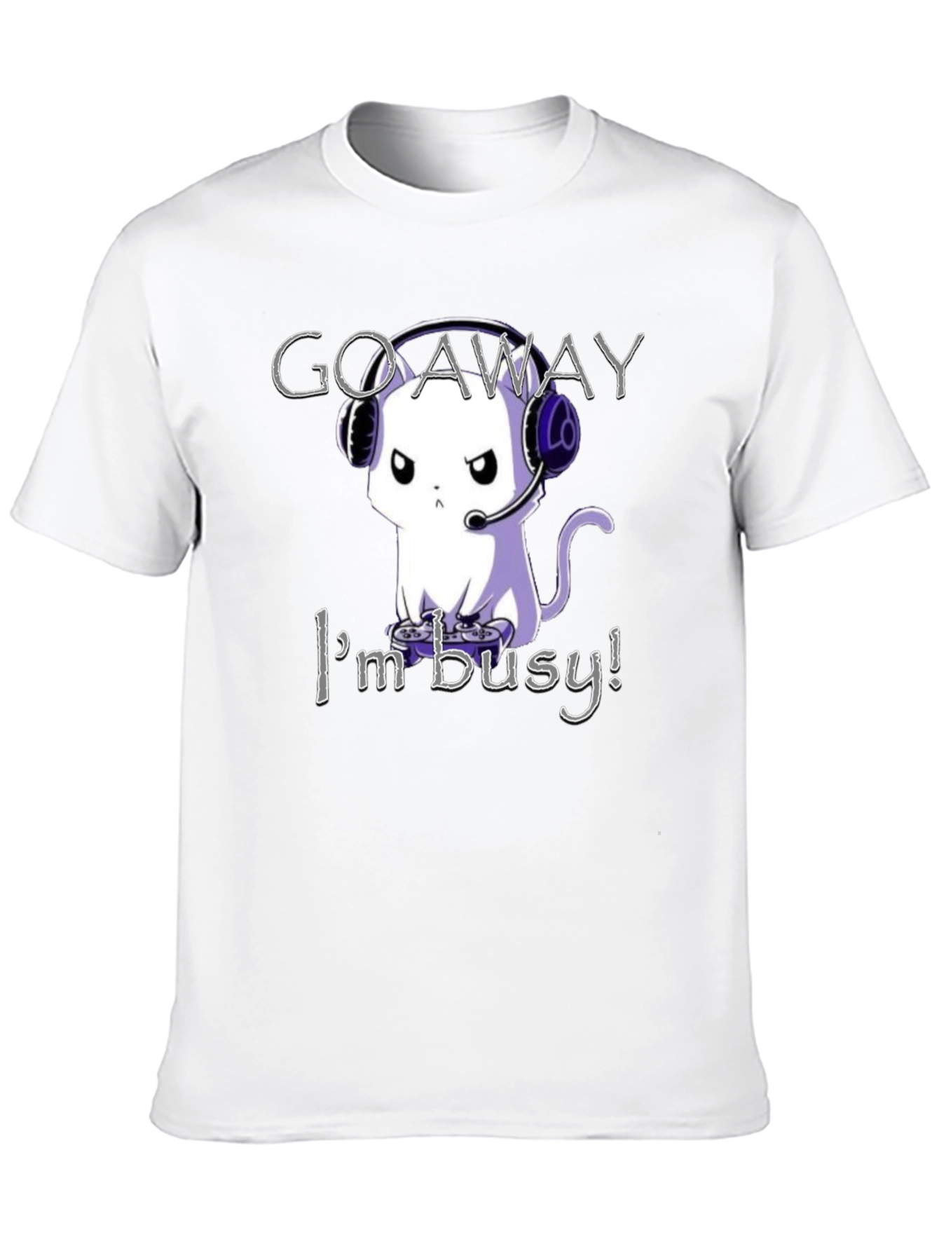 Black Gamer Cat T-Shirt - Go Away I'm Busy! view 10
