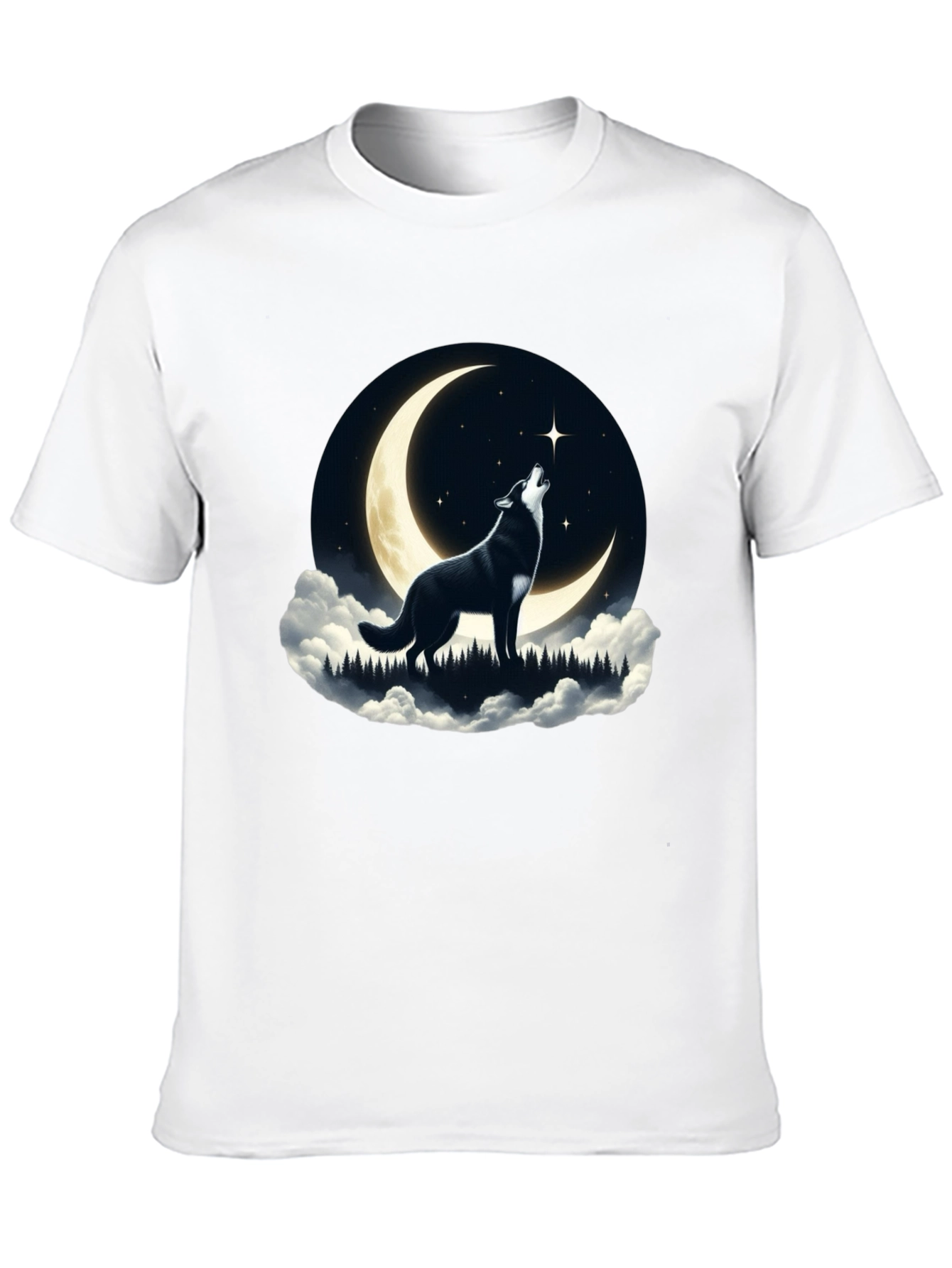Black Wolf Howling at Moon Graphic Tee - Black view 10