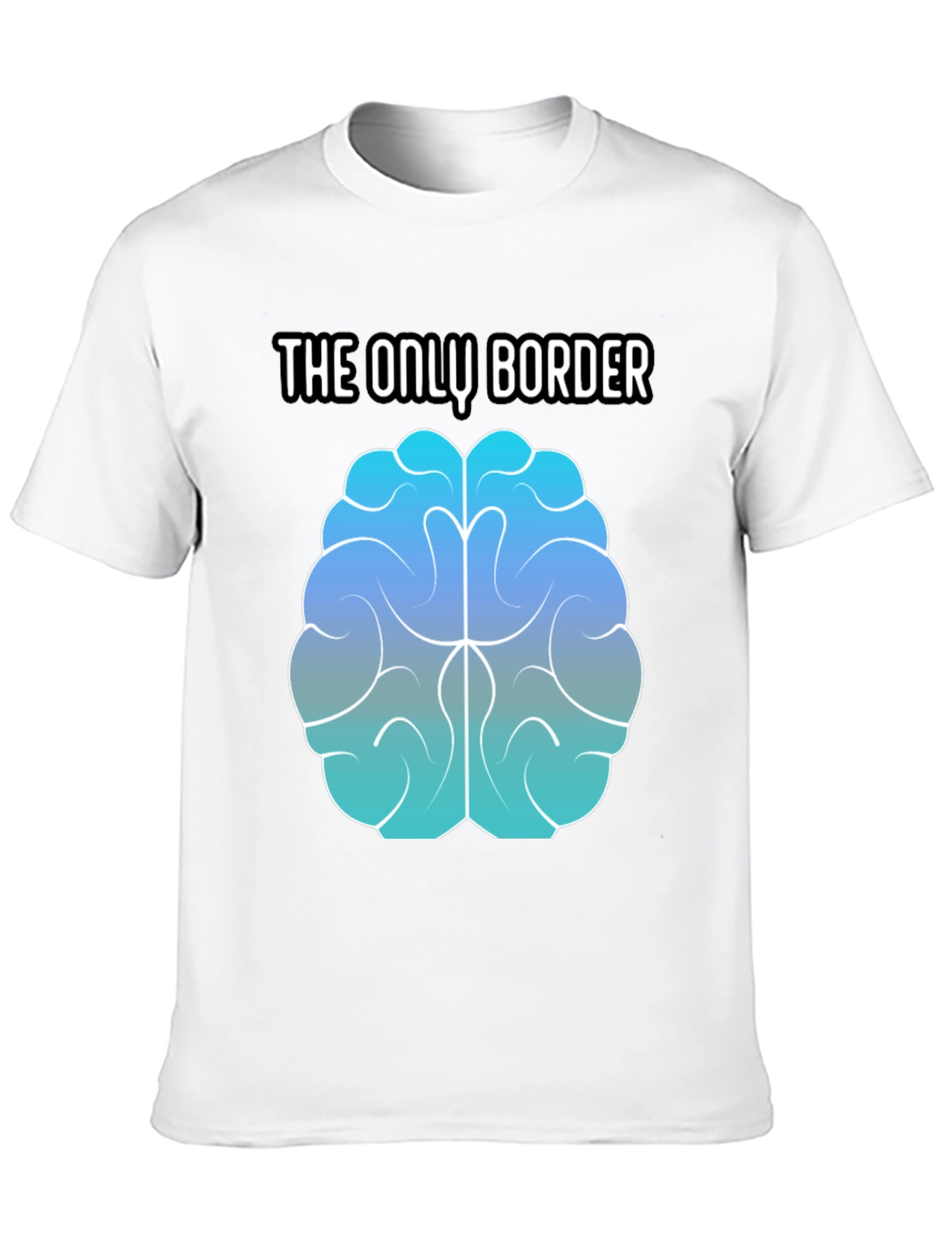 Black The Only Border Brain Graphic T-Shirt - Unisex Black Tee view 10