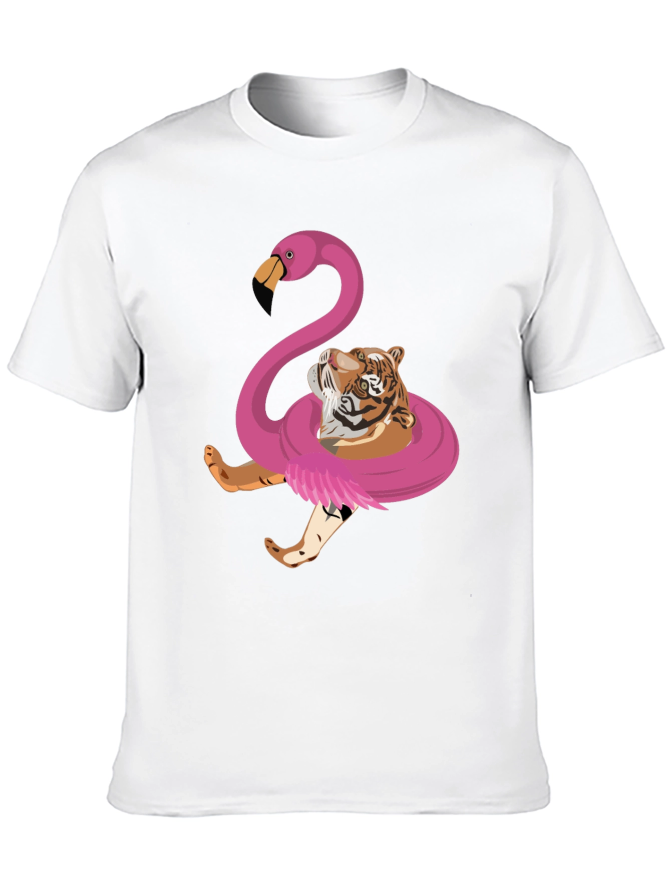 Black Tiger Flamingo Float T-Shirt - Quirky Animal Graphic Tee view 10