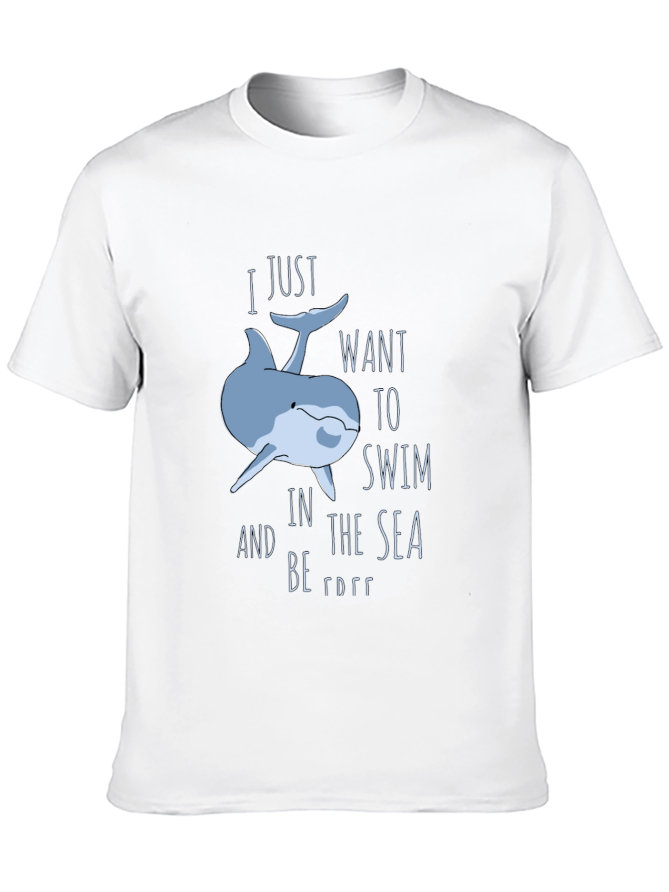 Black Whimsical Dolphin T-Shirt: Swim Free view 10