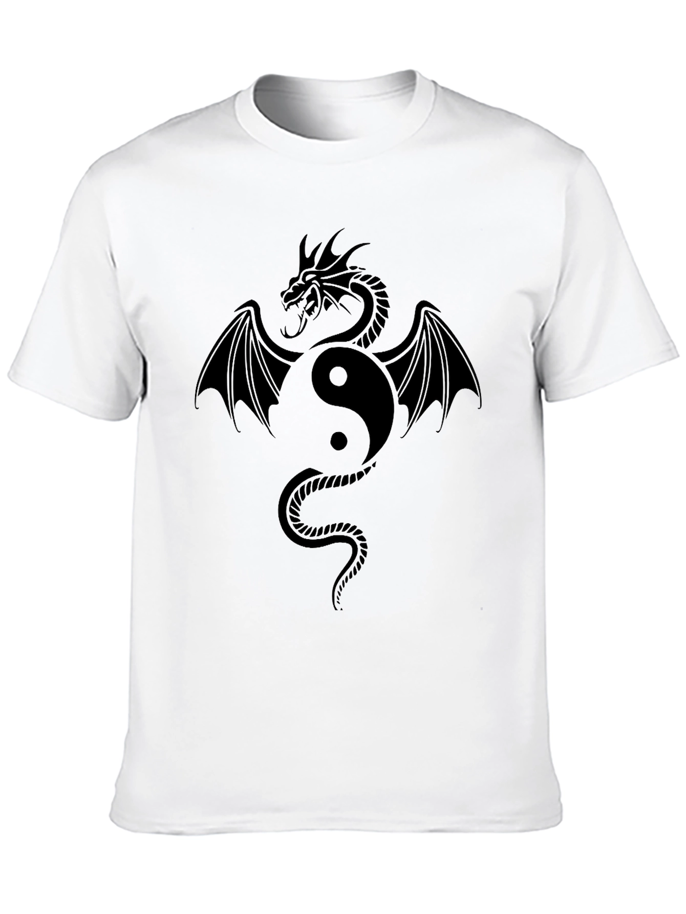 Black Yin Yang Dragon Graphic Tee - Stylish Black T-Shirt view 10