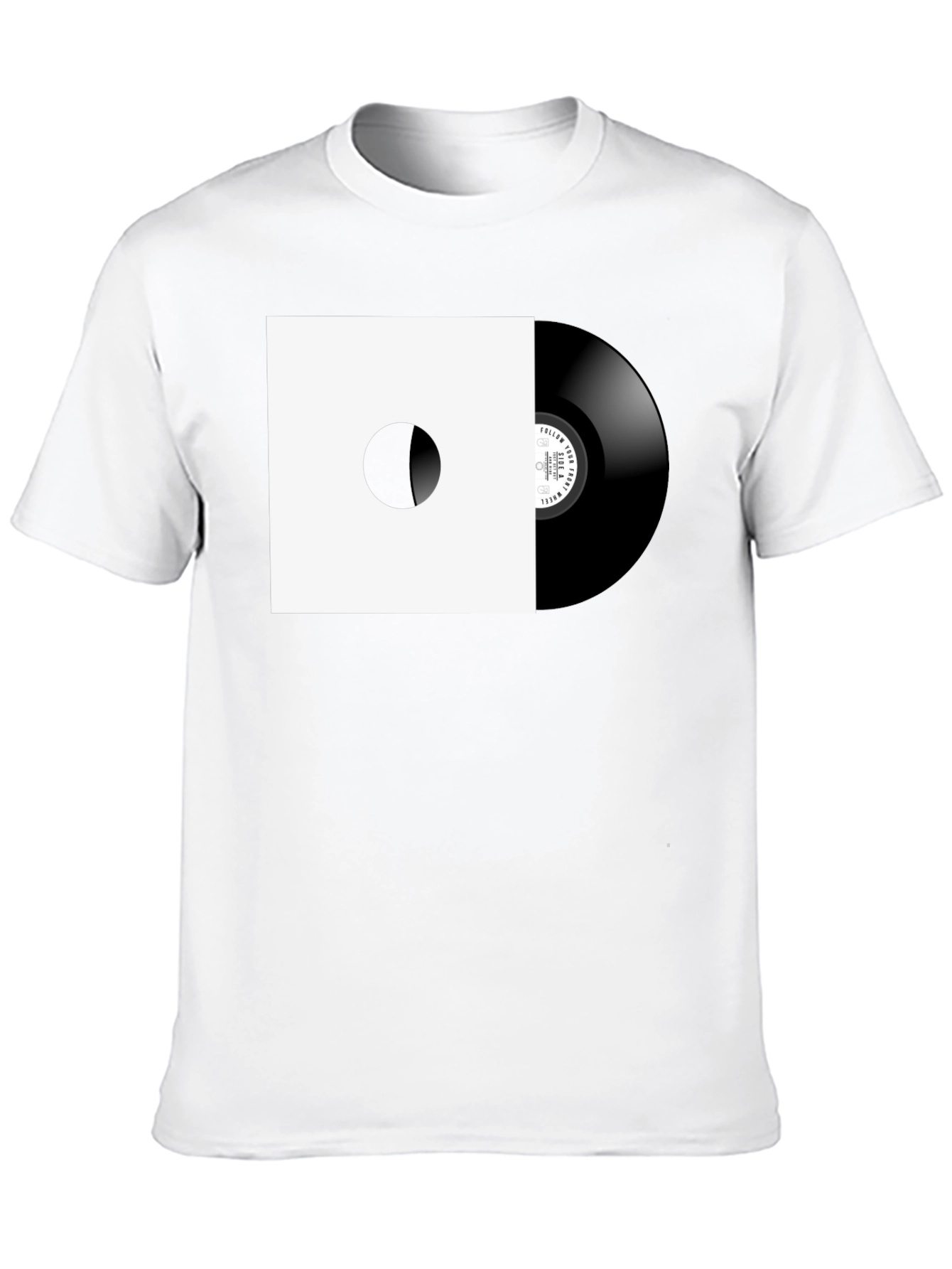 Black Retro Vinyl Record Graphic Tee - Black Cotton view 10