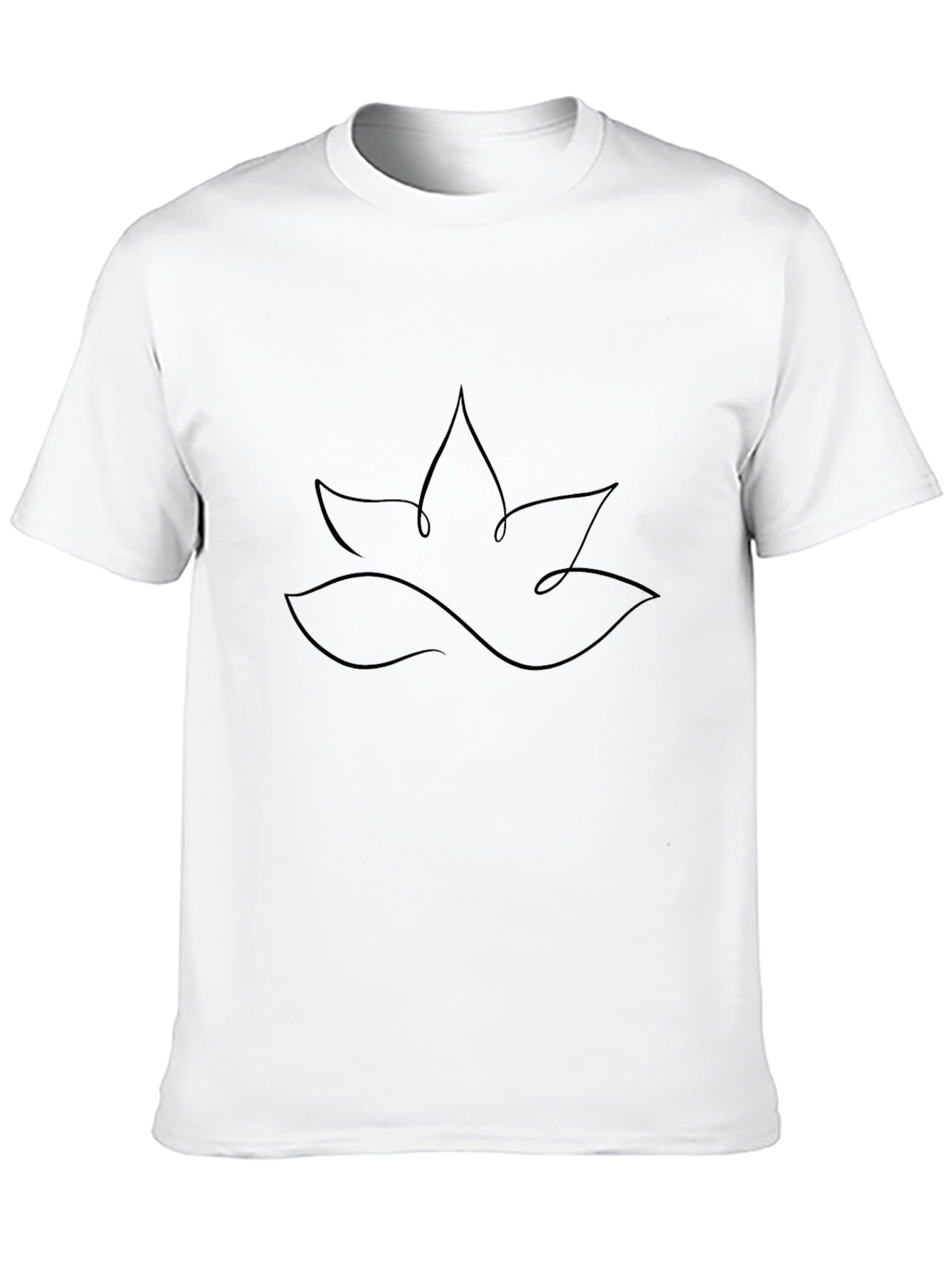 Black Minimalist Lotus Flower Black T-Shirt view 10