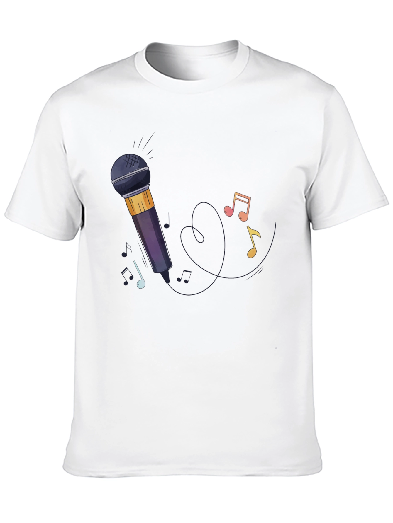 Black Microphone & Music Notes Graphic Tee view 10