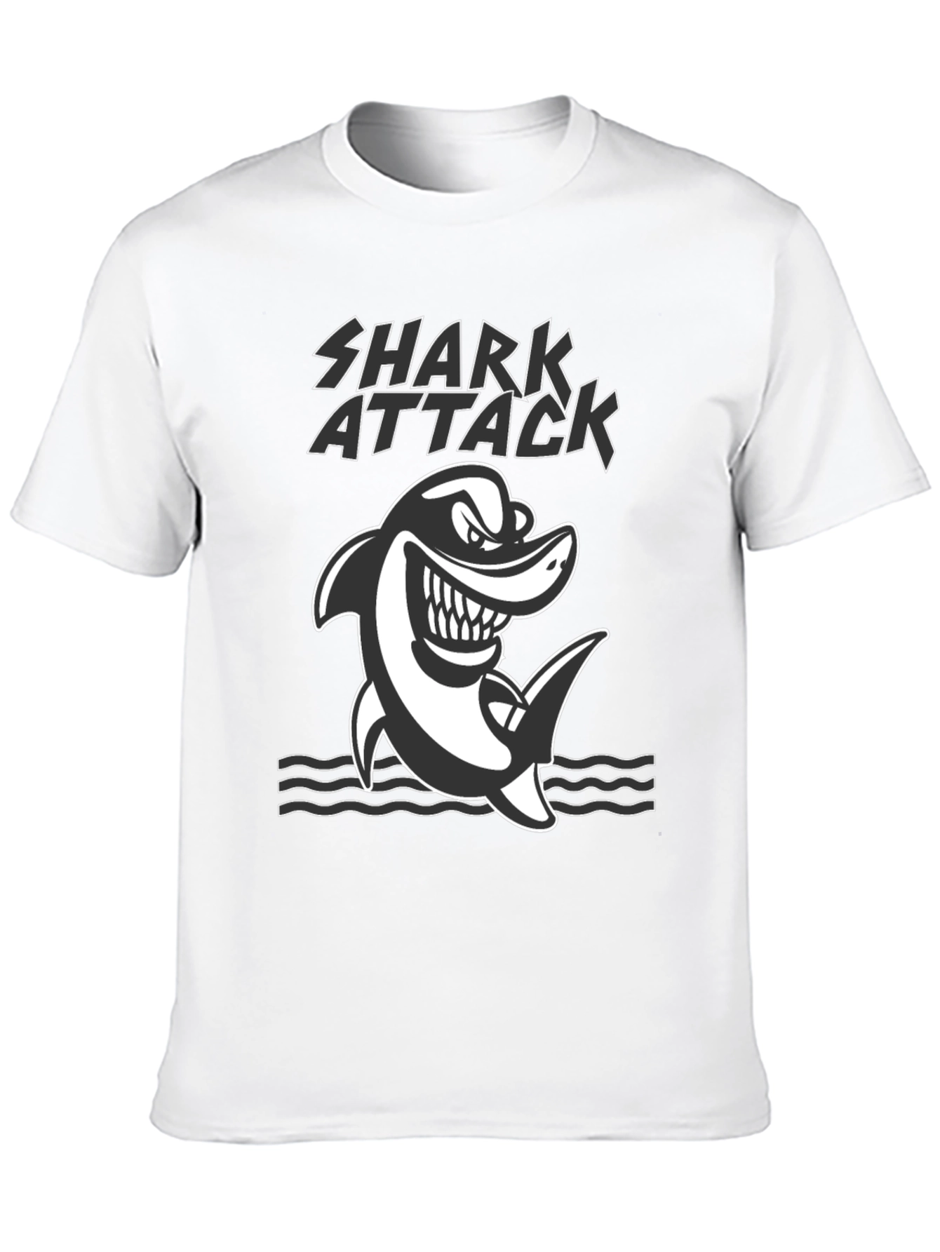 Black Shark Attack Graphic Tee - Black Cotton T-Shirt view 10