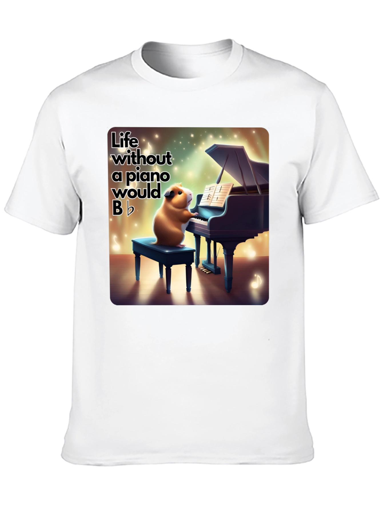 Black Piano Playing Guinea Pig Graphic Tee - Musical Humor view 10