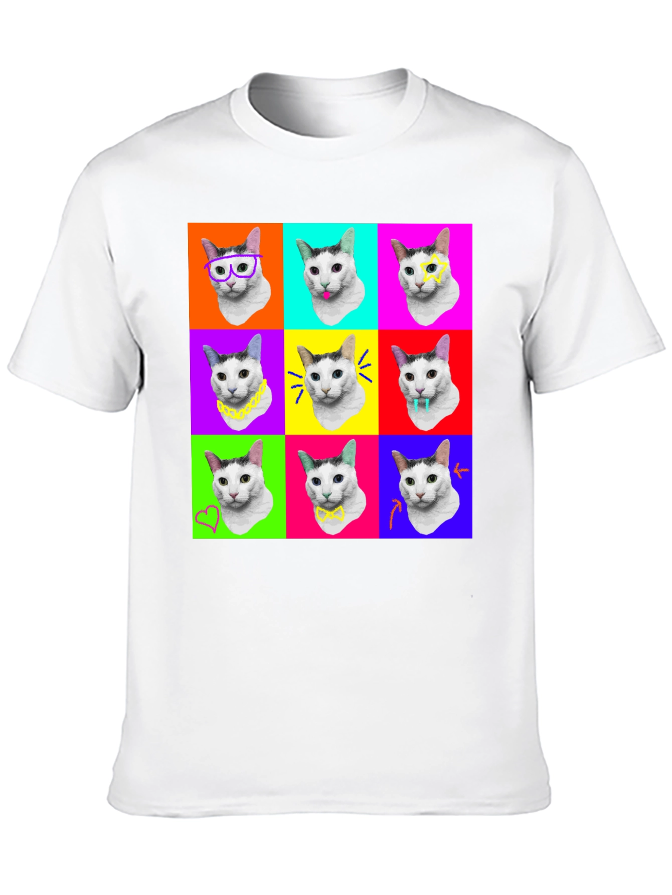 Black Pop Art Cat T-Shirt view 10