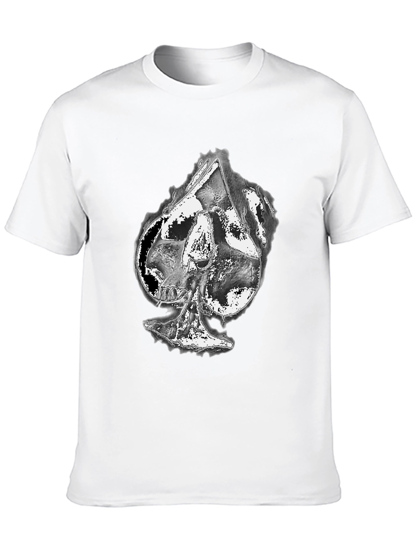 Black Skull Spade Graphic Print Black T-Shirt view 10