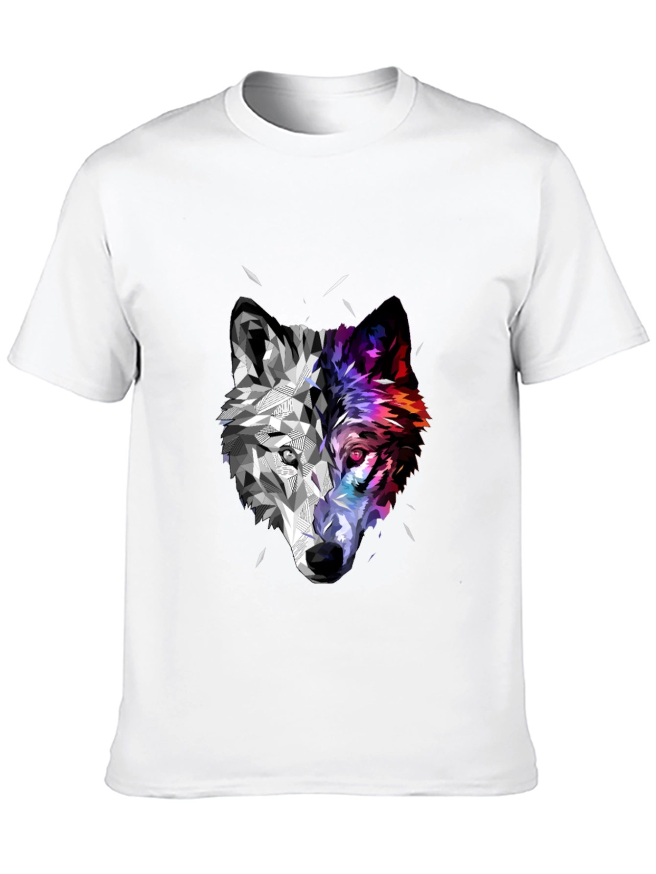 Black Geometric Wolf Head Graphic Black T-Shirt view 10