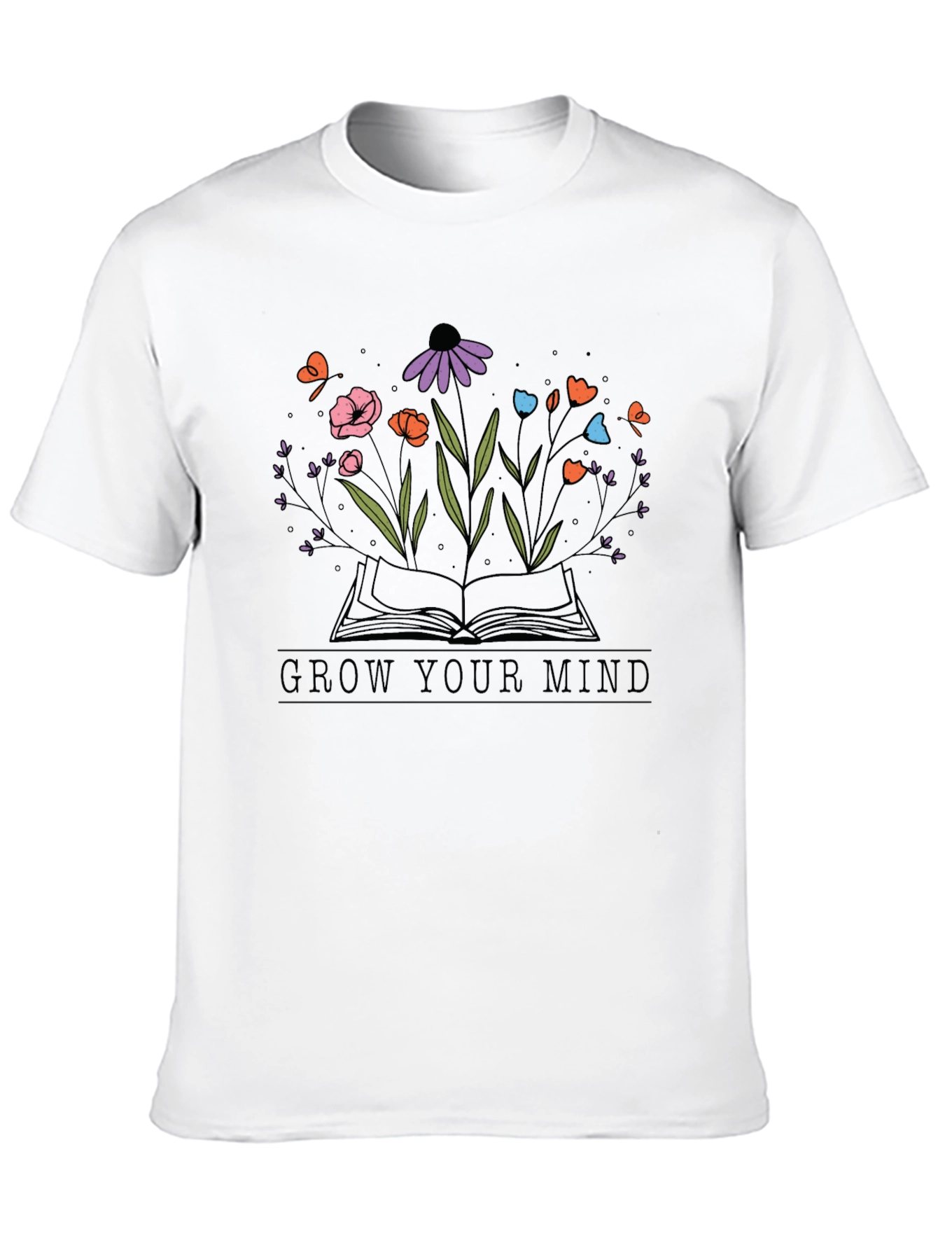 Black Grow Your Mind Graphic Tee - Unisex Black T-Shirt view 10