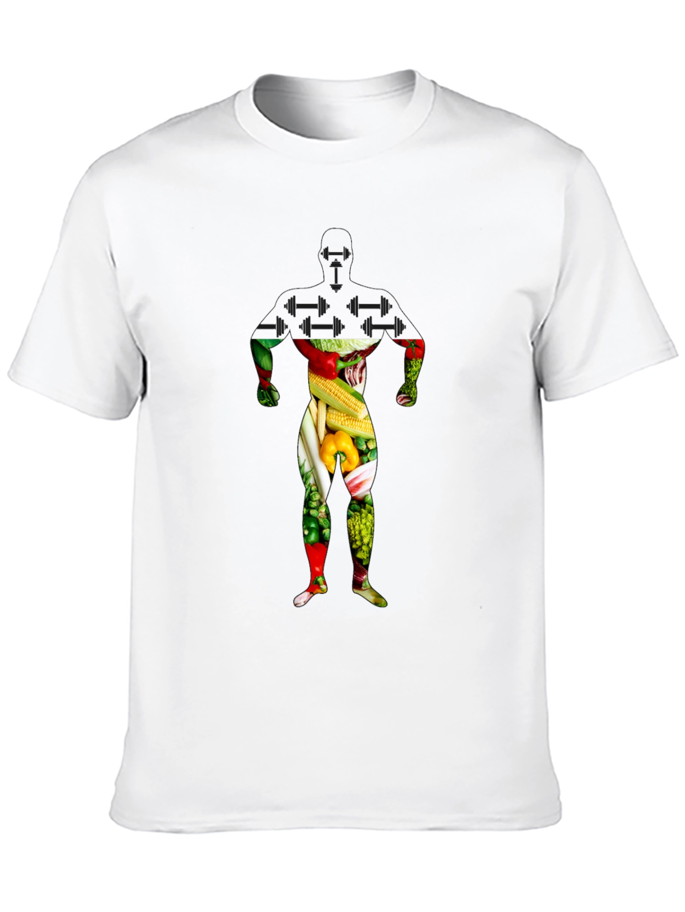Black Veggie Man Graphic T-Shirt - Black Crew Neck view 10