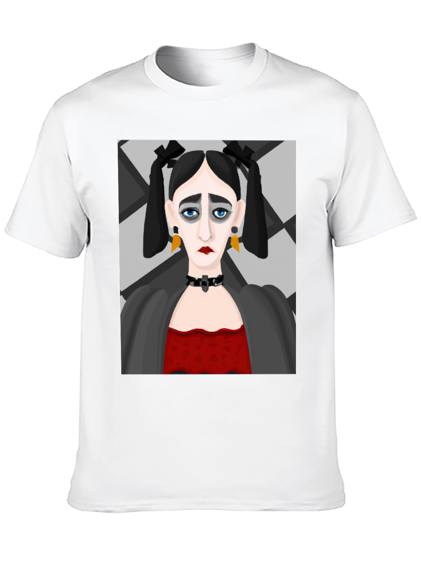 Black Goth Girl Graphic Print Black T-Shirt view 10