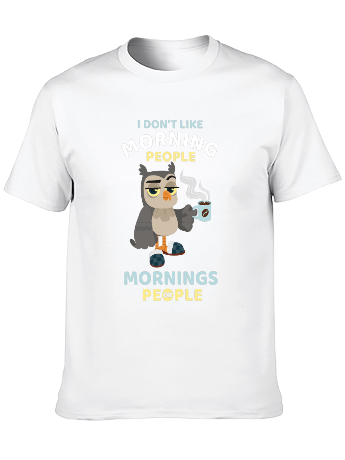 Black Funny Owl Coffee T-Shirt - I Don't Like Morning People view 10