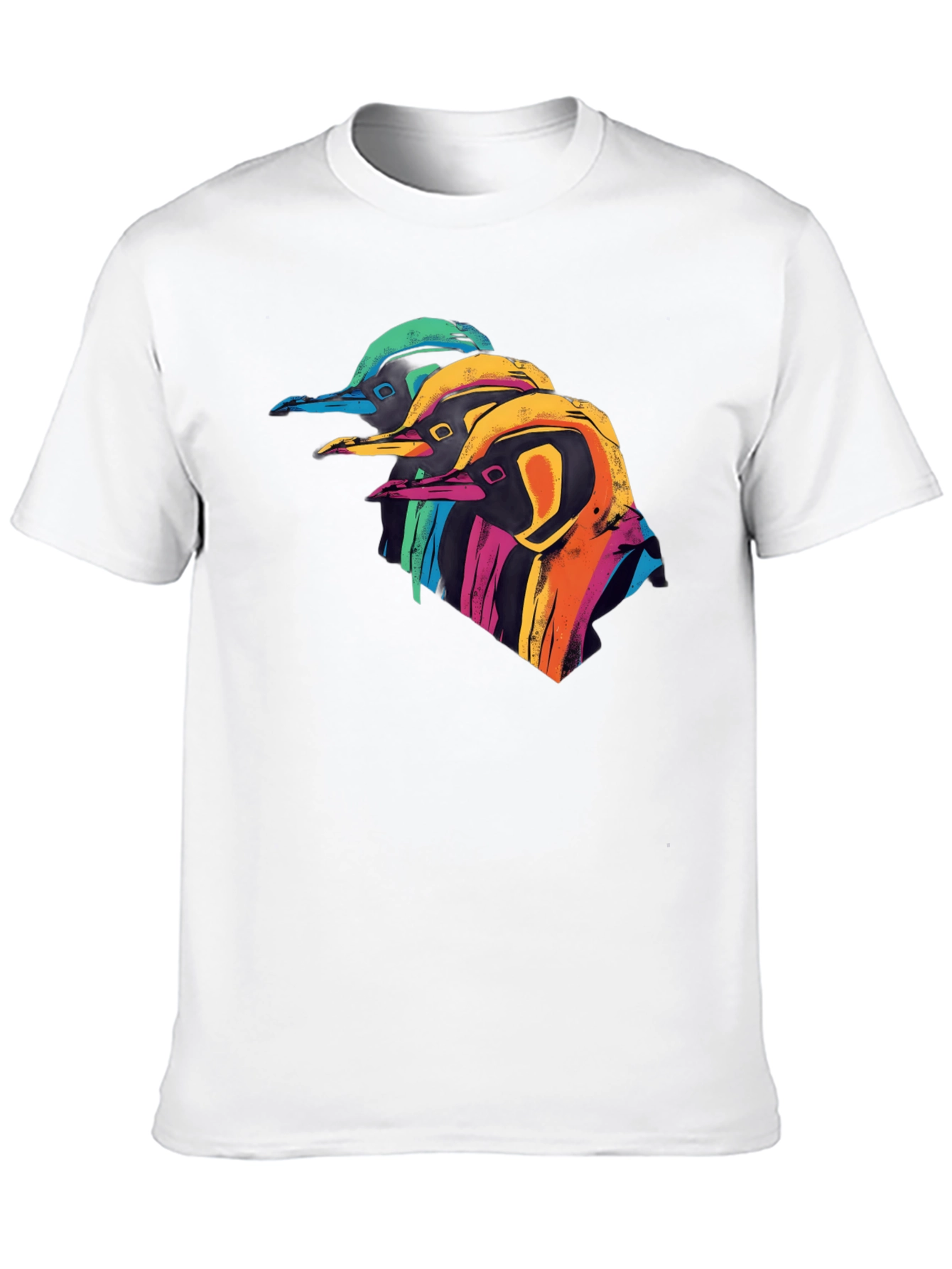 Black Colorful Penguin Graphic Black T-Shirt view 10