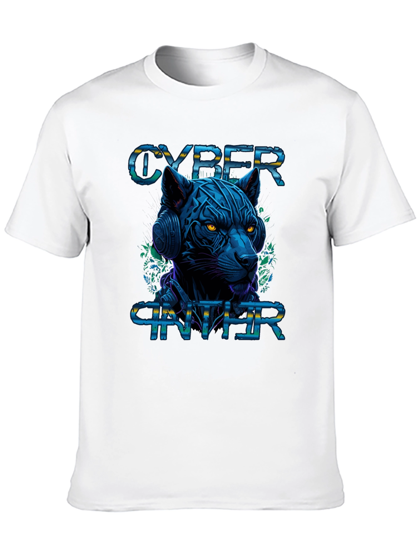 Black Cyber Panther Graphic Tee - Stylish Black T-Shirt view 10
