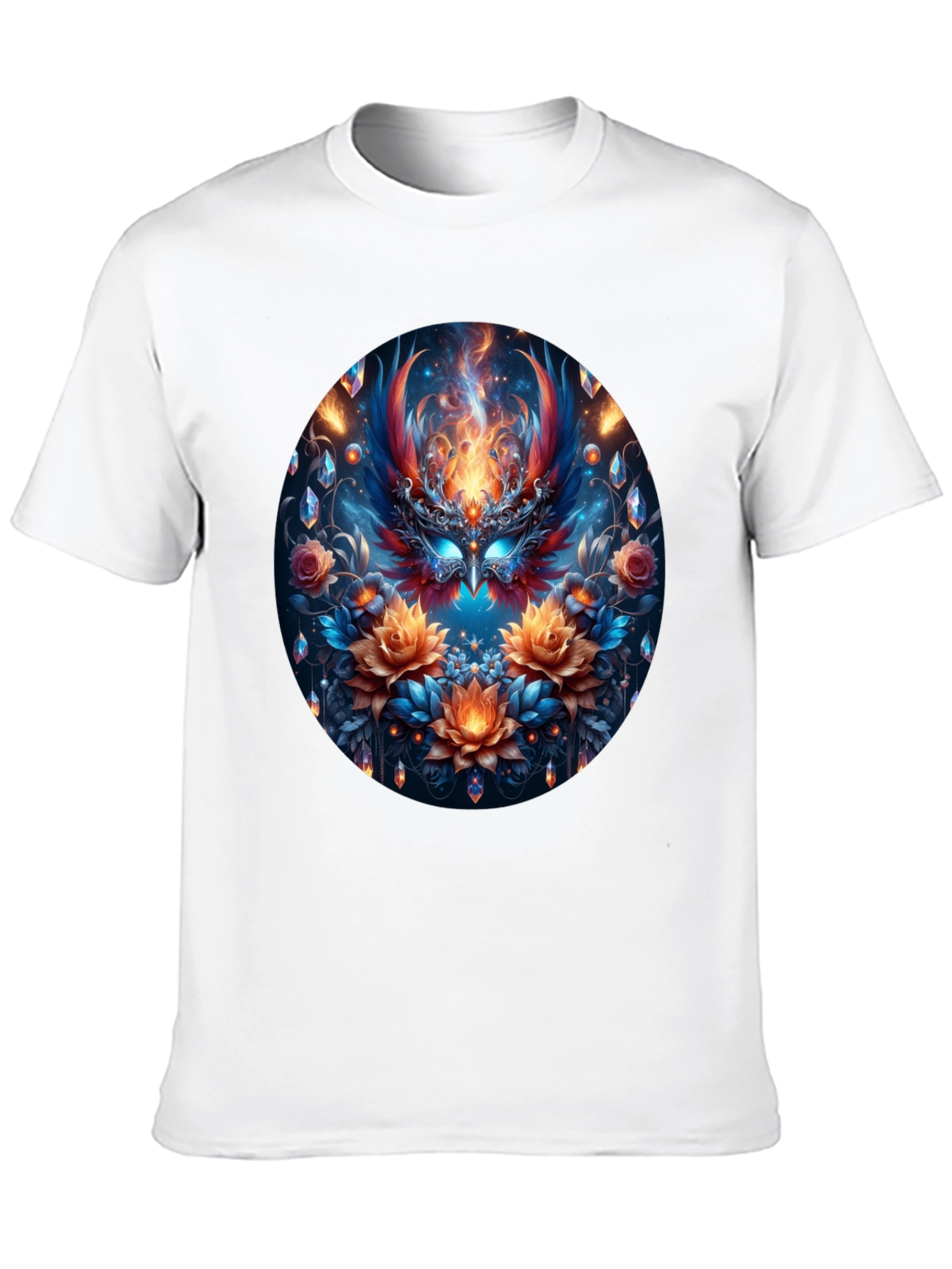 Black Phoenix Floral Art Black T-Shirt view 10