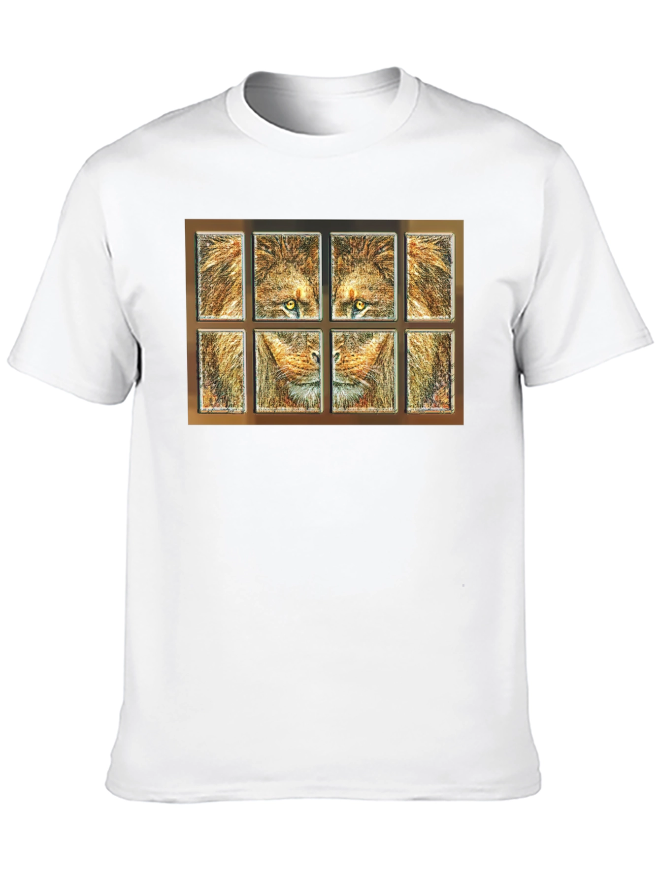 Black Lion Face Panel T-Shirt - Unique Graphic Tee view 10