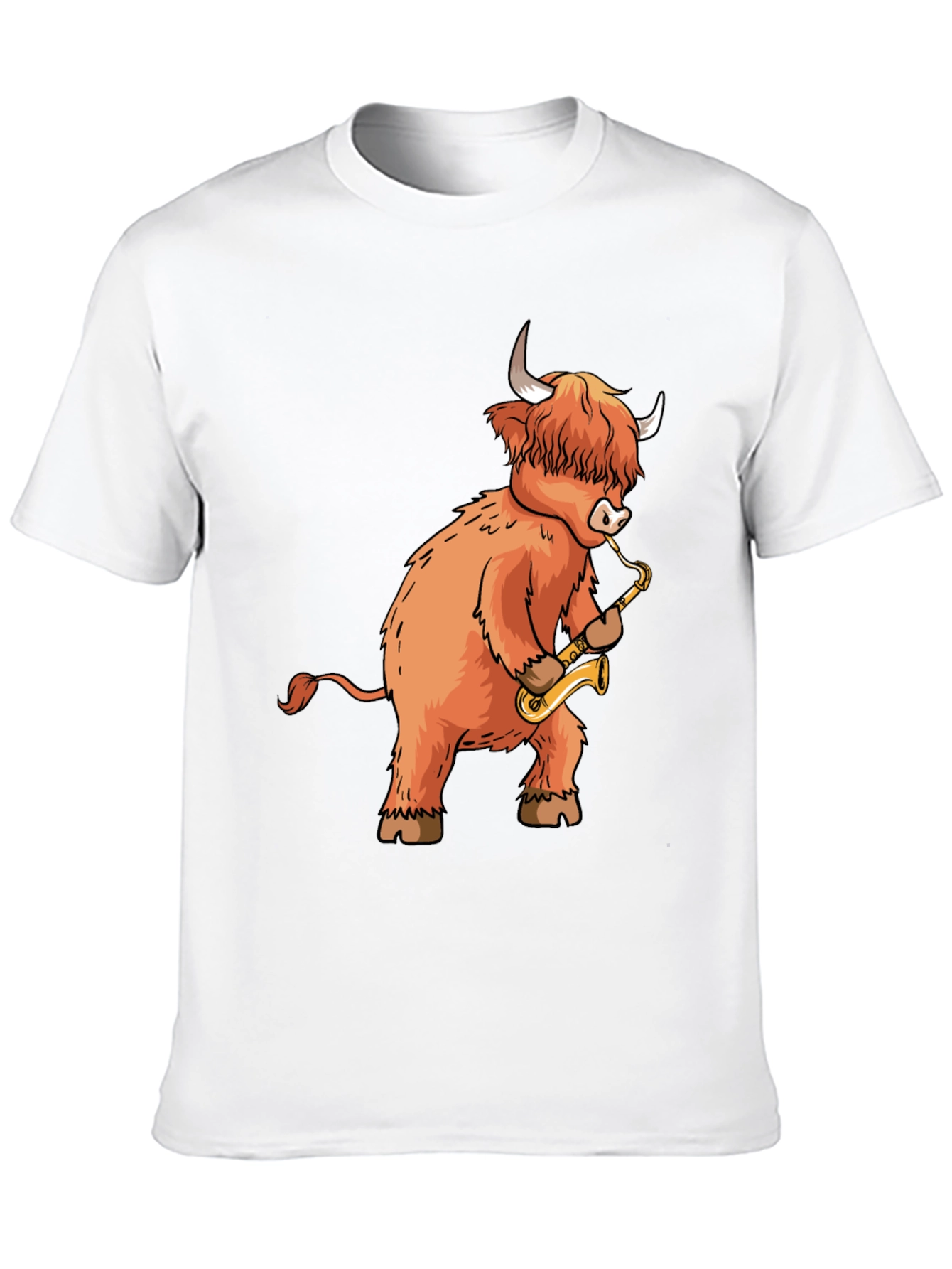 Black Highland Cow Saxophone T-Shirt - Funny Music Tee view 10