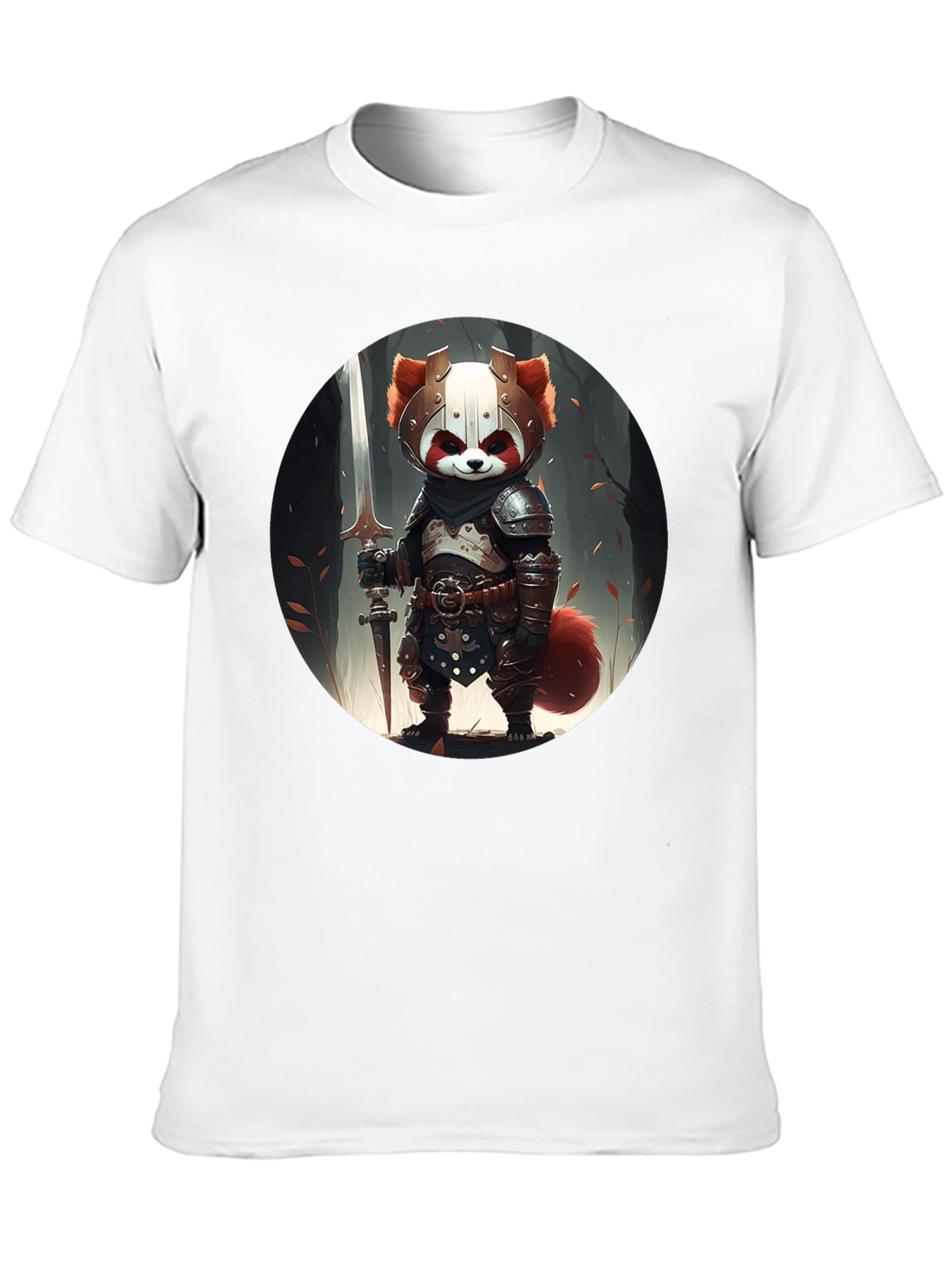 Black Red Panda Knight Graphic Tee - Unique Black T-Shirt view 10